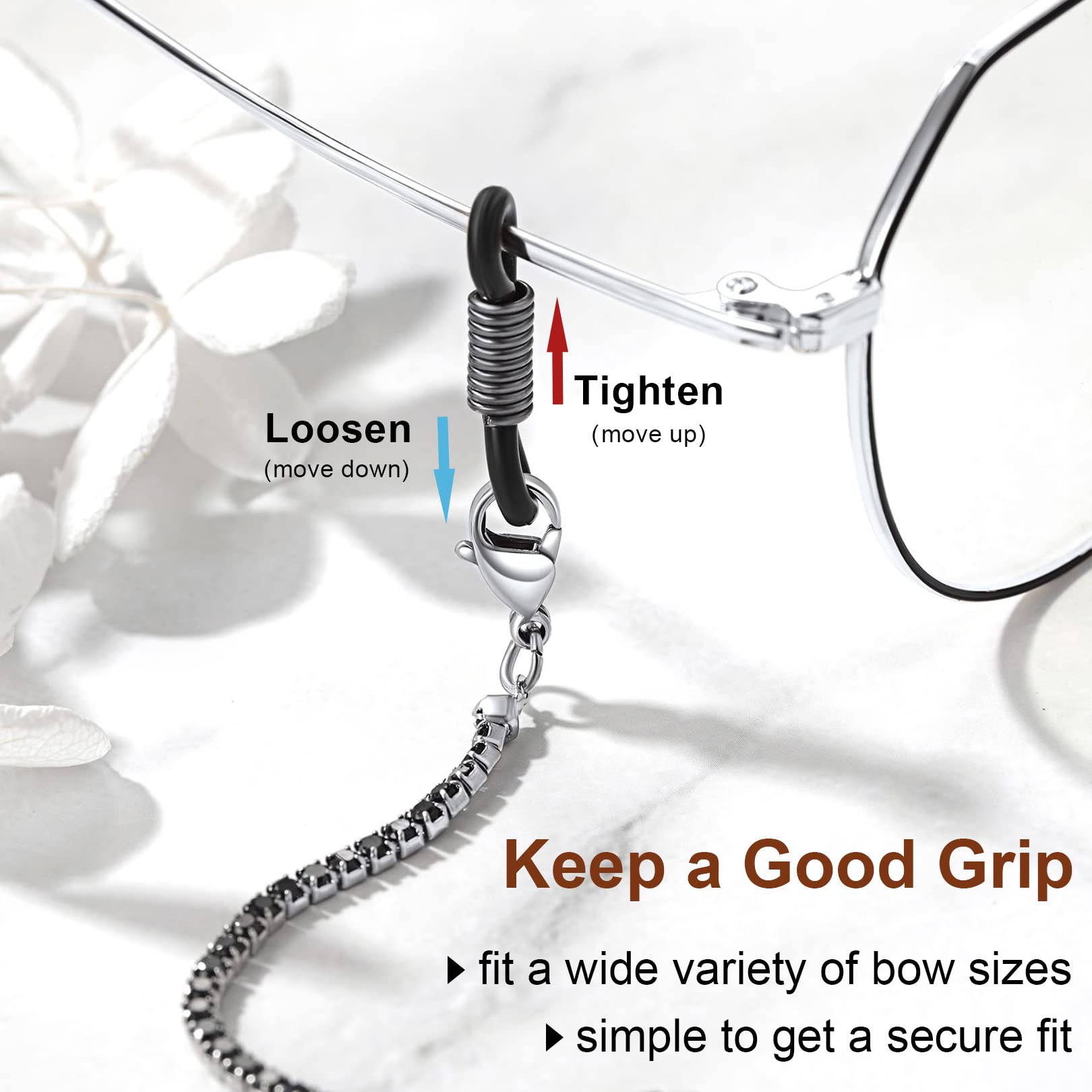 FOCALOOK Stylish Eyeglass Chains for Women - Adjustable Glasses Strap Lanyard for Reading Glasses & Sunglasses - Perfect for Mask Holder, Eyewear Accessories & Everyday Use
