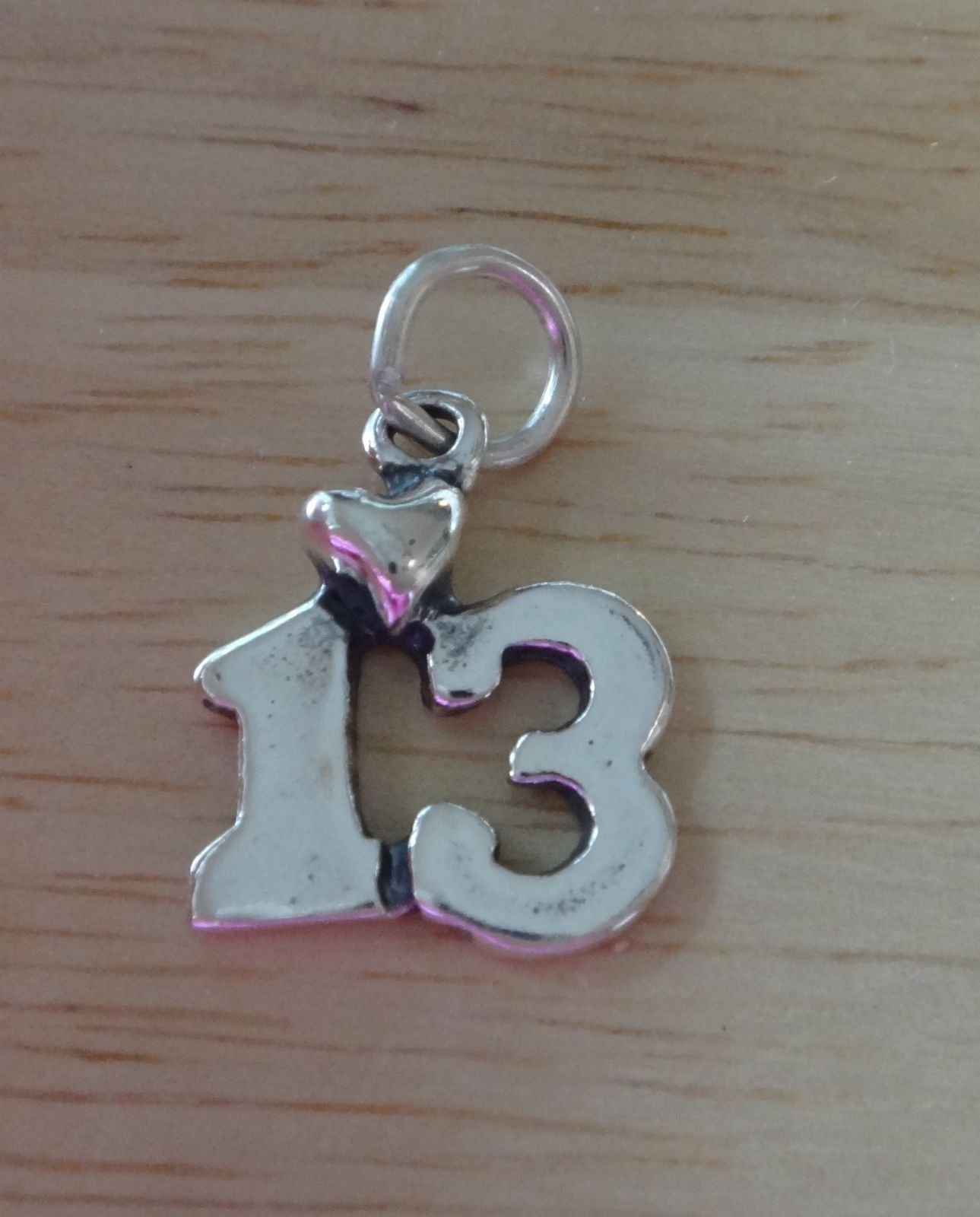 13/13th Birthday Sterling Silver 15x14mm Heart Charm - Jewelry Making Supplies, Pendant & Bracelet DIY Crafting | Perfect for Birthday Gifts, Friendship Bracelets & Handmade Jewelry Projects