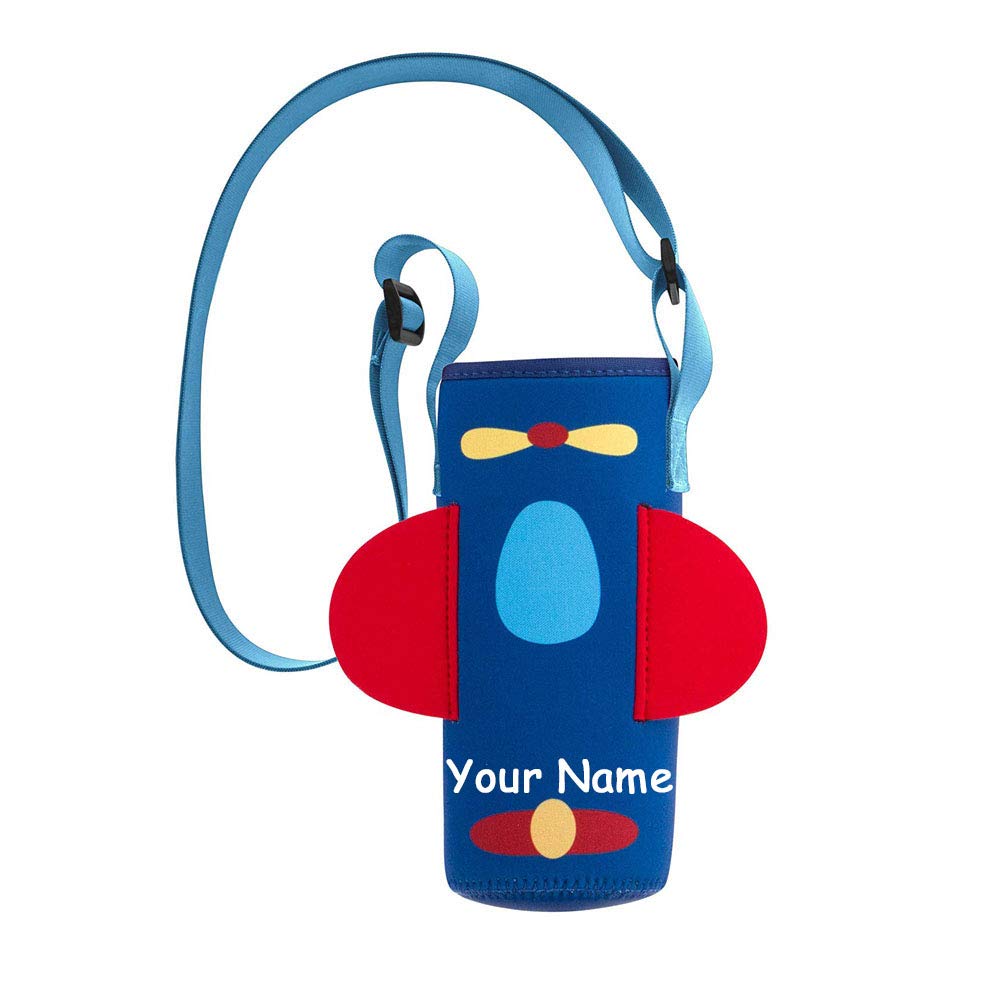 Custom Personalized Airplane Bottle Buddy - Insulated Beverage Holder & Water Bottle Cooler Sleeve with Name Engraving - Perfect for Travel, Camping, and Outdoor Adventures