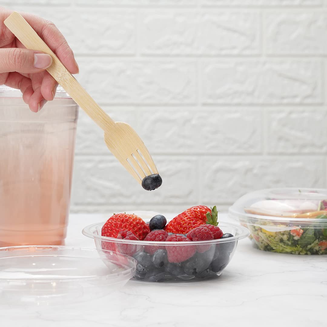 Restaurantware Thermo Tek 8oz Disposable Salad Bowls - 50 Pack Round Deli Containers | Crack & Leak Resistant, Eco-Friendly Clear Plastic Food Bowls for Cold Salads, Fruits, Meals | Lids Sold Separately | Perfect for Catering, Takeout & Meal Prep