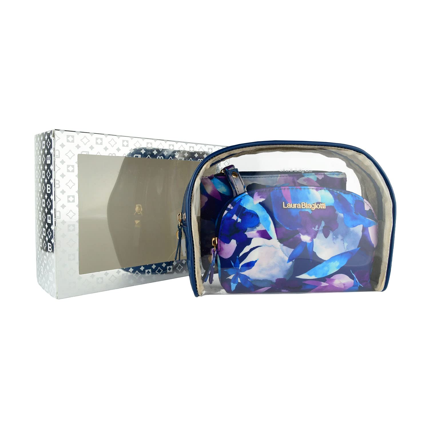Laura Biagiotti Women's 3-Piece Waterproof Travel Cosmetic Set - Makeup Bag, Clutch & Beauty Case with Gift Box | Perfect for Travel, Bridal Shower & Daily Organization