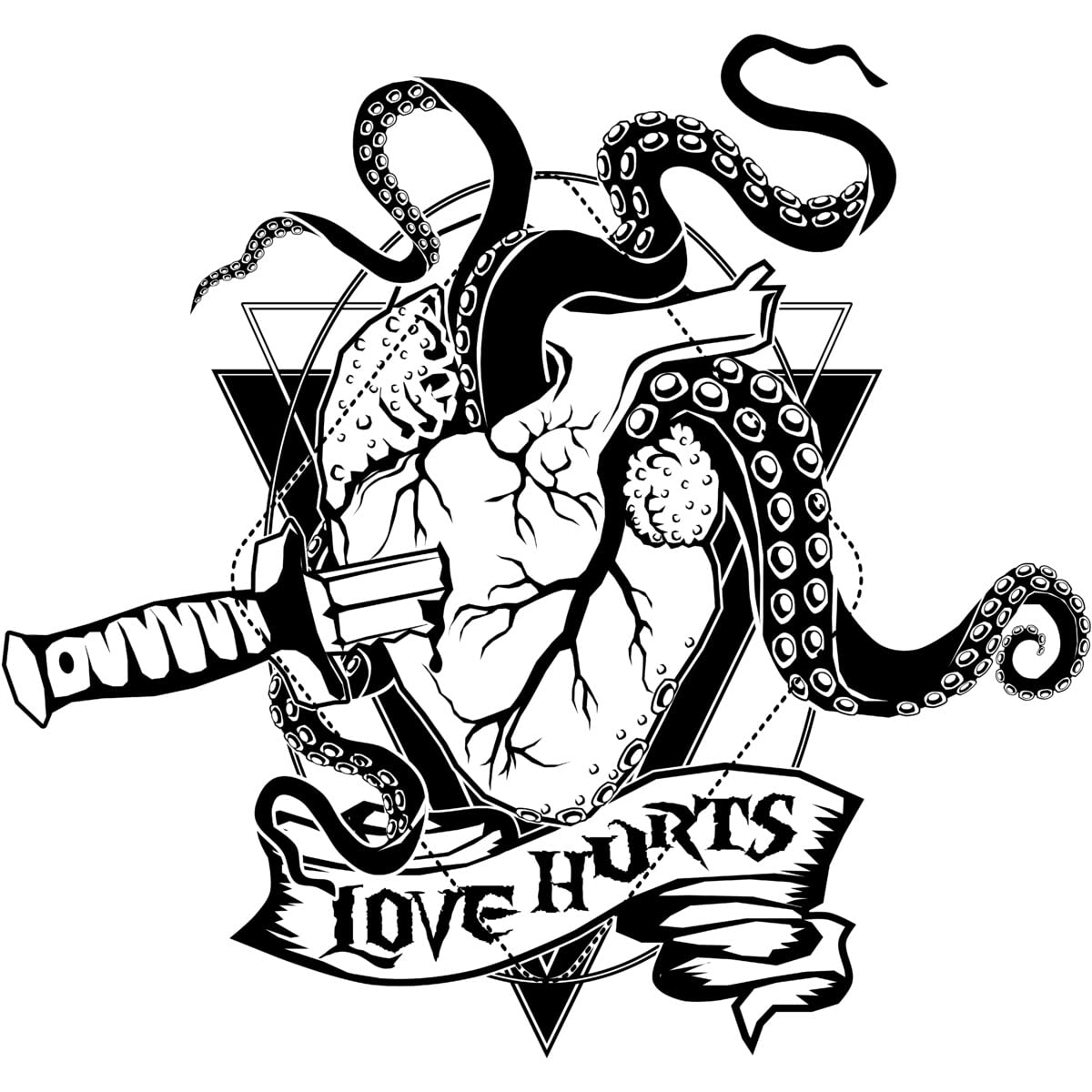Design By Humans Men's Love Hurts The Monster Heart Graphic T-Shirt | Valentine's Day Gift for Him | Casual Wear & Couples Outfits