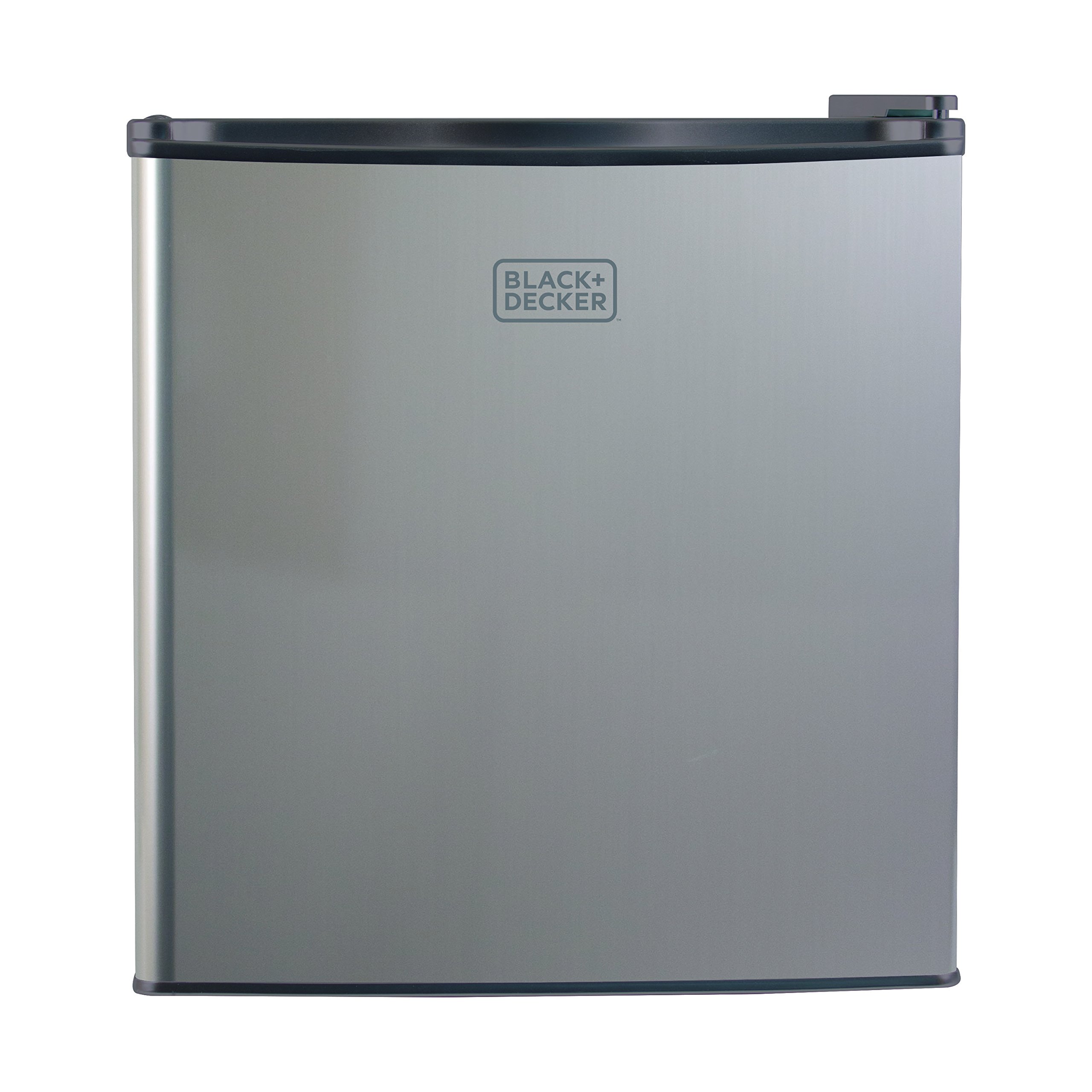 BLACK+DECKER BCRK17V 1.7 Cu Ft Energy Star Compact Refrigerator - Single Door Mini Fridge with Freezer, VCM Technology, Silver - Perfect for Dorm Rooms, Offices & Small Apartments
