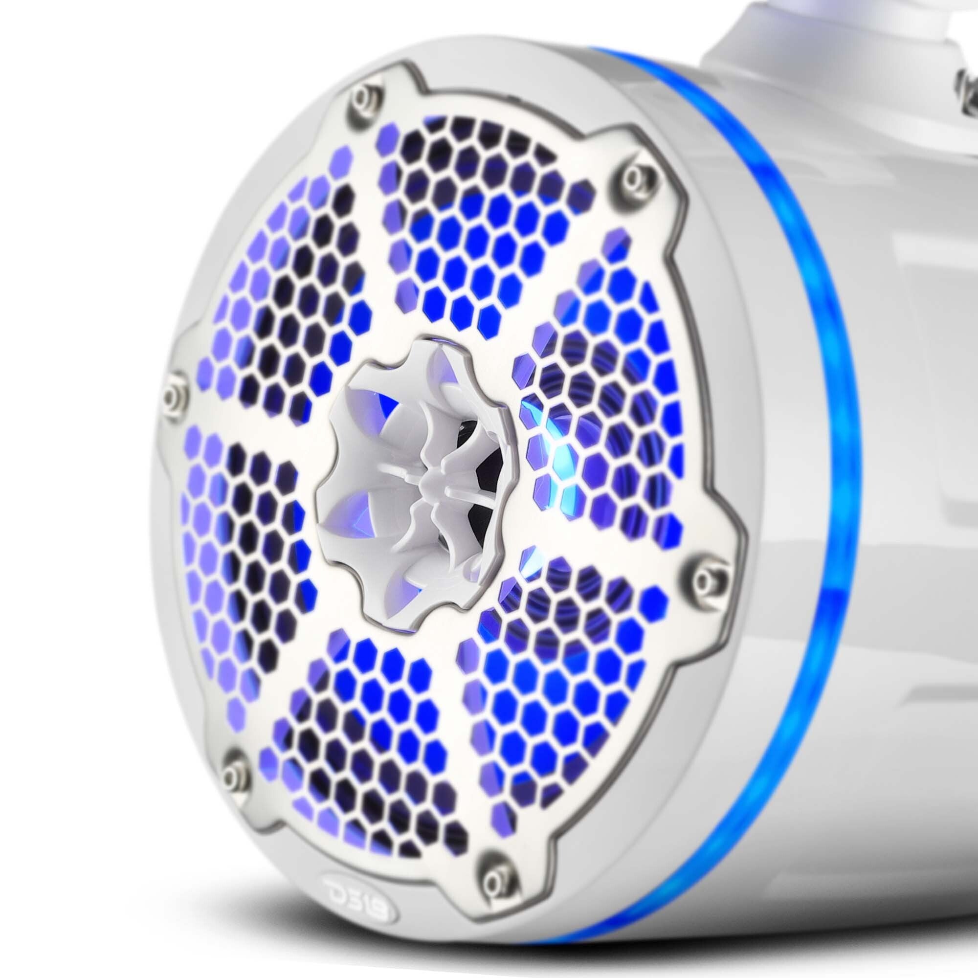 NXL 8 Neodymium Marine & Powersports Speakers with Built-in Passive Radiator, 1 Driver & RGB LED Lights - 180W RMS - White - Perfect for Boats, ATVs & Motorcycles