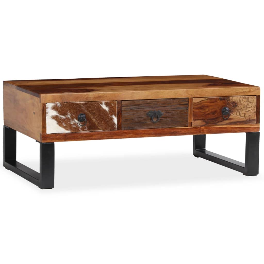 **Handmade Solid Sheesham Wood Coffee Table - 35.4
