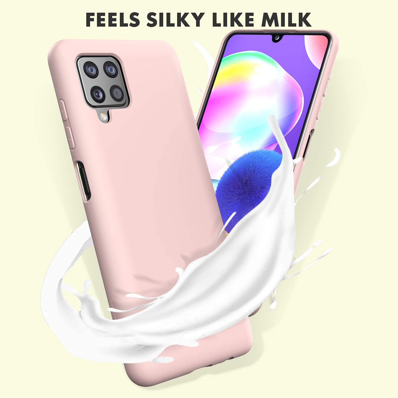 Samsung Galaxy A12 Case - Shockproof Liquid Silicone Phone Cover with Soft Microfiber Lining | Slim Protective Gel Rubber Case for Samsung Galaxy A12 (Pink) | Perfect for Everyday Use, Travel & Outdoor Activities