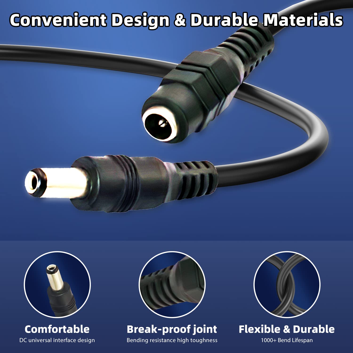2.1mm DC Splitter Cable 2-Pack, 1 Female to 3 Male 2.1x5.5mm DC Power Extension Cord for CCTV Cameras, LED Light Strips - Perfect for Home Security Systems and DIY Lighting Projects