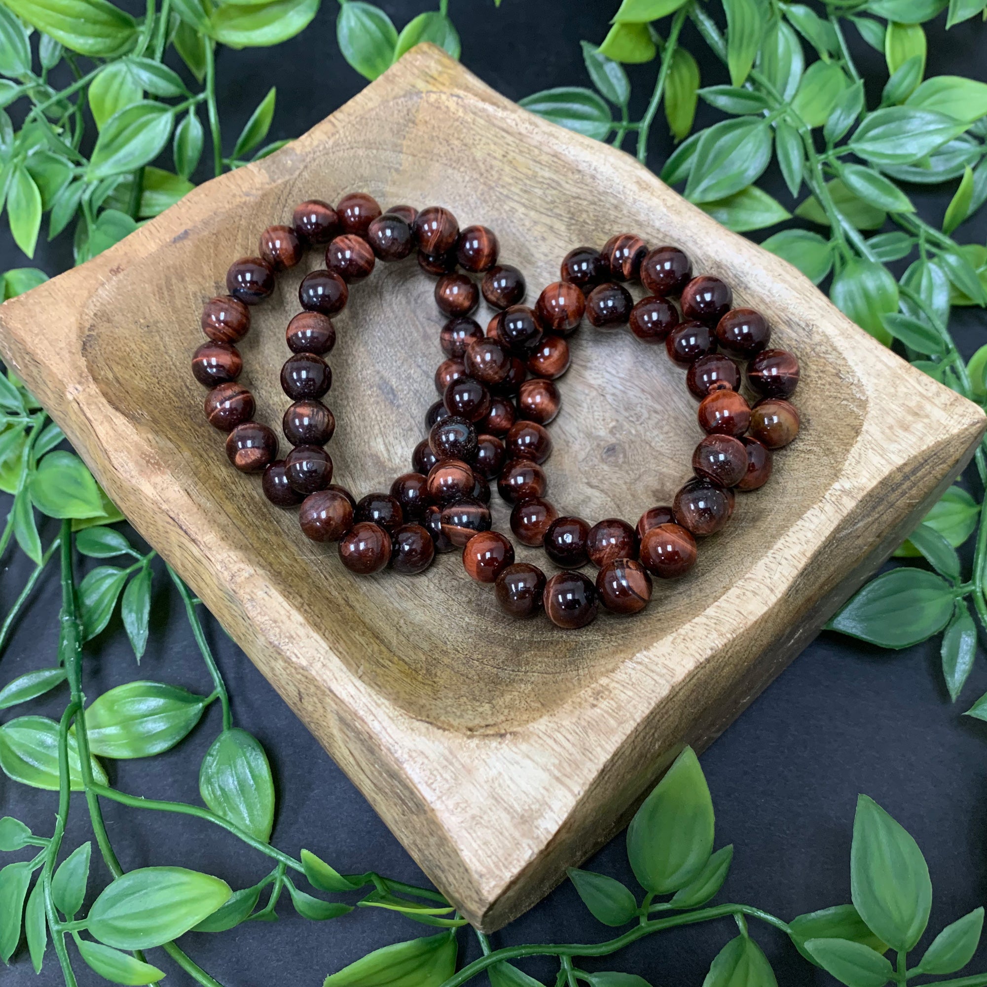 10mm Red Tiger's Eye Round Bead Stretch Bracelet for Men & Women - Handmade Natural Stone Jewelry for Meditation, Yoga & Positive Energy