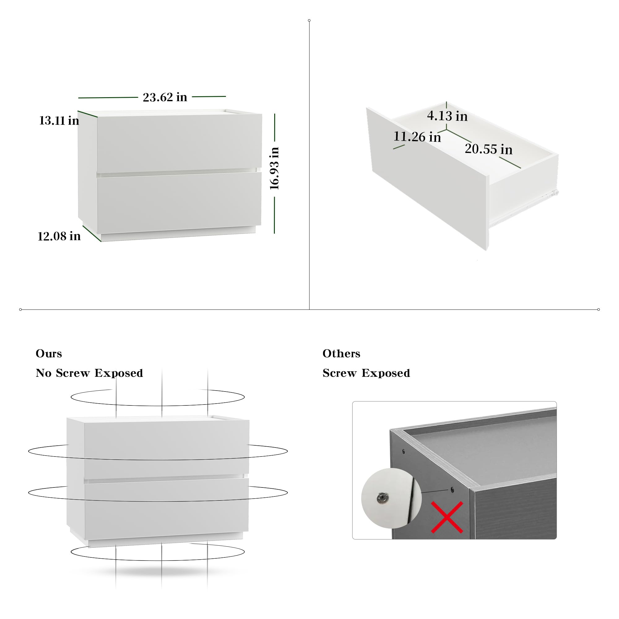 Woodtalks Stackable 2-Drawer Dresser - White 23.6