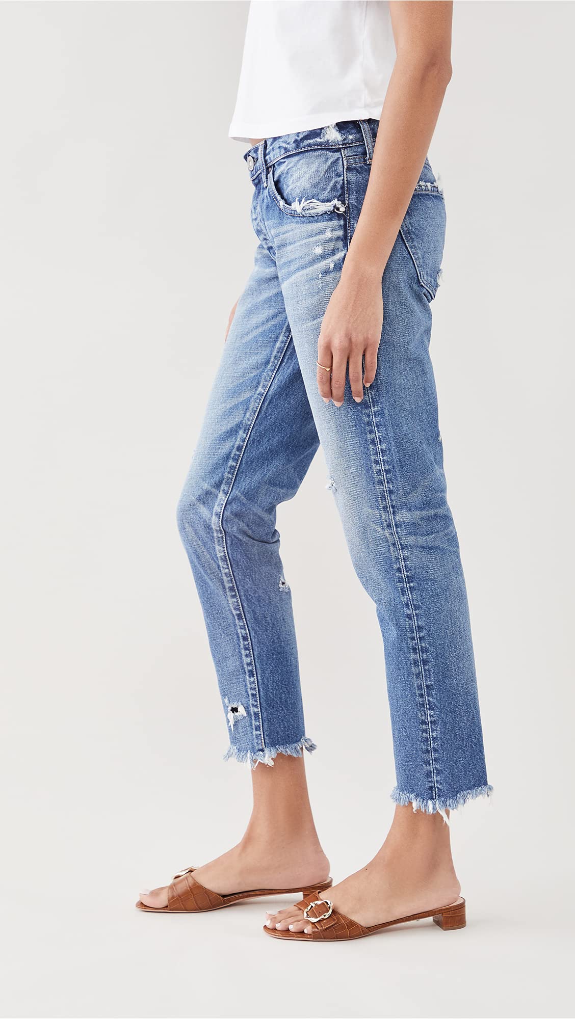 MOUSSY VINTAGE Women's High Waist Tapered Blue Jeans - Slim Fit Denim Pants for Casual Wear & Street Style Fashion