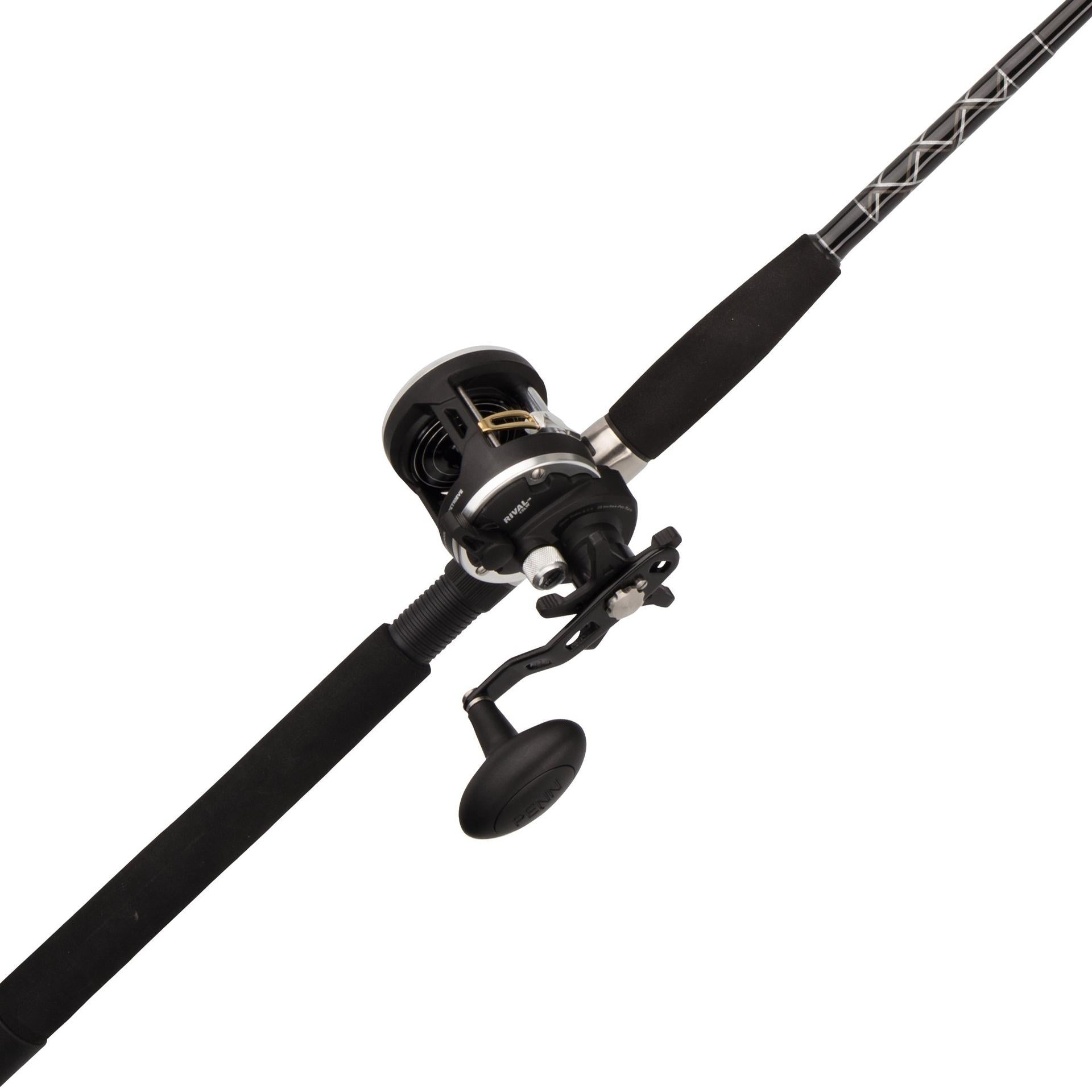 Rival™ Level Wind Conventional Fishing Rod and Reel Combo - Saltwater & Freshwater Fishing Gear for Bass, Trout, and Catfish
