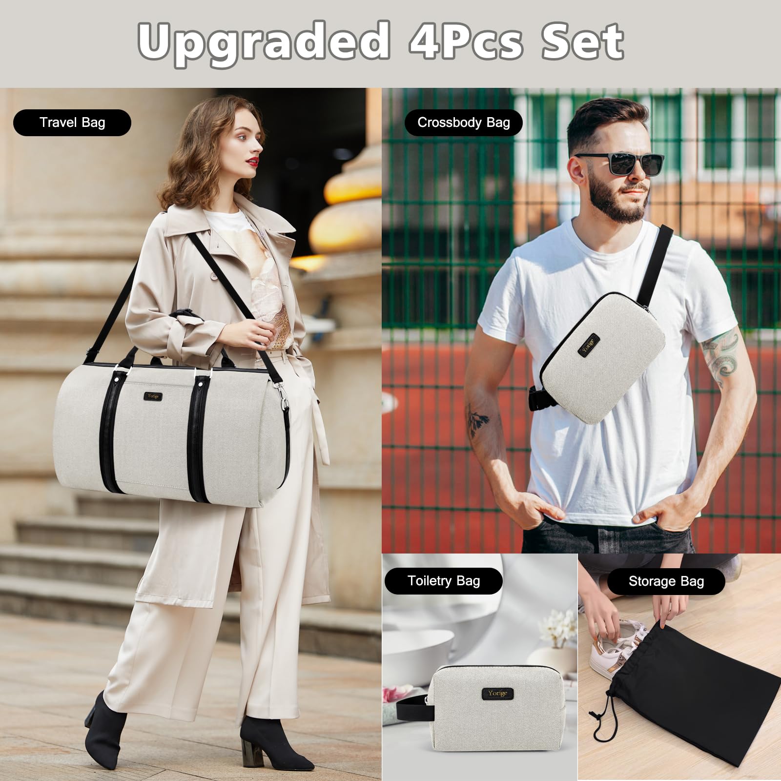 2-in-1 Convertible Travel Garment Duffle Bag Set for Men & Women - Carry On Hanging Suit Dress Clothes Organizer with Detachable Crossbody Bag (4-Piece) - Perfect for Business Trips, Gym & Weekend Getaways