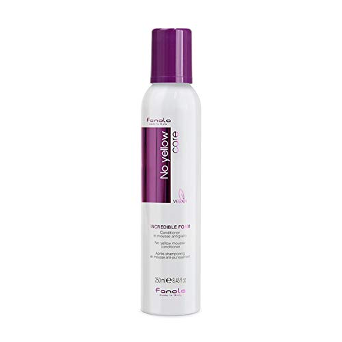 Fanola No Yellow Shampoo & Conditioner Set for Blonde & Gray Hair - 1000ml Purple Shampoo + 250ml Foam Conditioner - Neutralizes Brassiness, Enhances Shine - Perfect for Salon & Home Hair Care