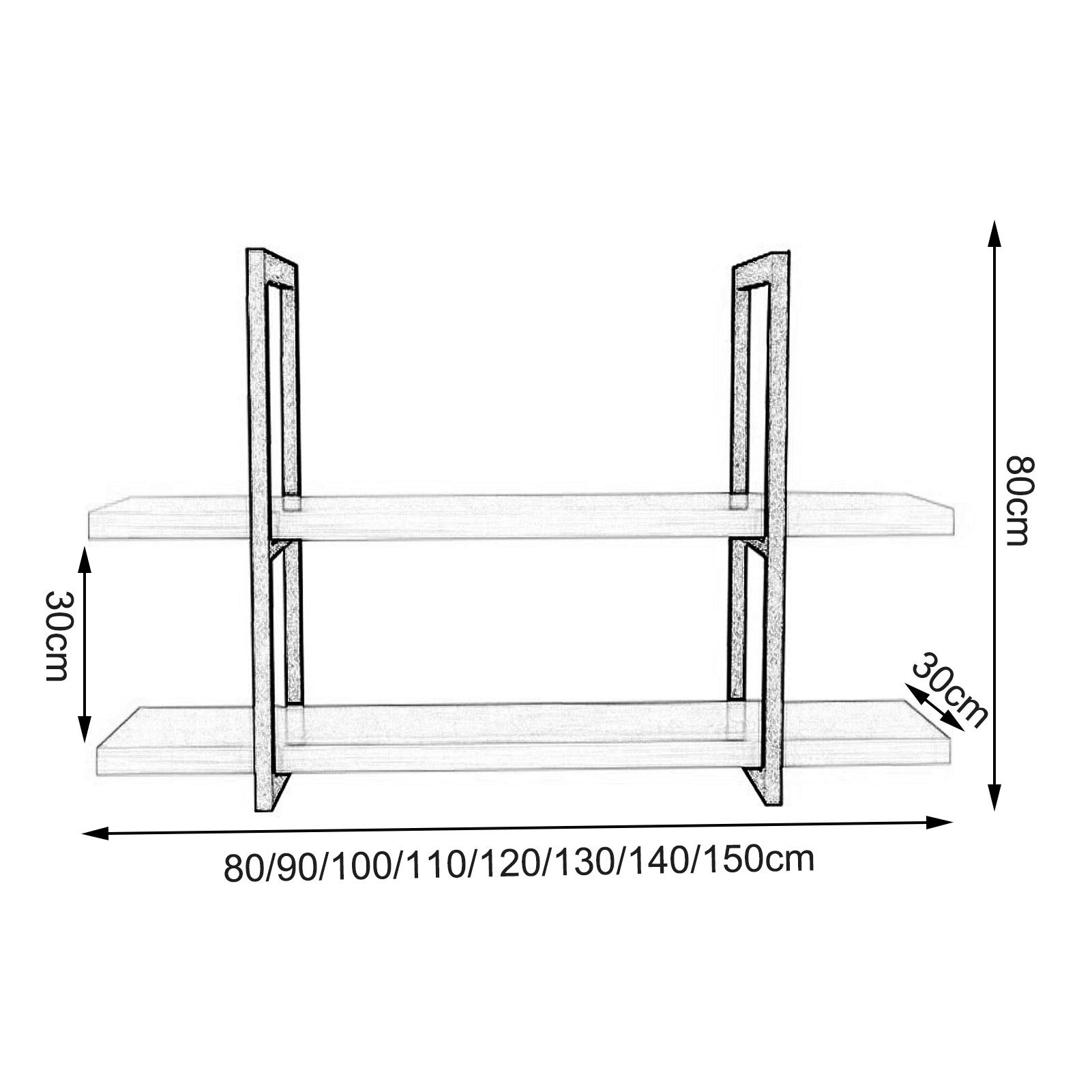 2-Tier Iron Floating Shelf - 100x30x80cm Hanging Storage Rack for Plants, Kitchen Pots & Pans, Decorative Display | Perfect for Home, Office, Bar & Indoor Gardening