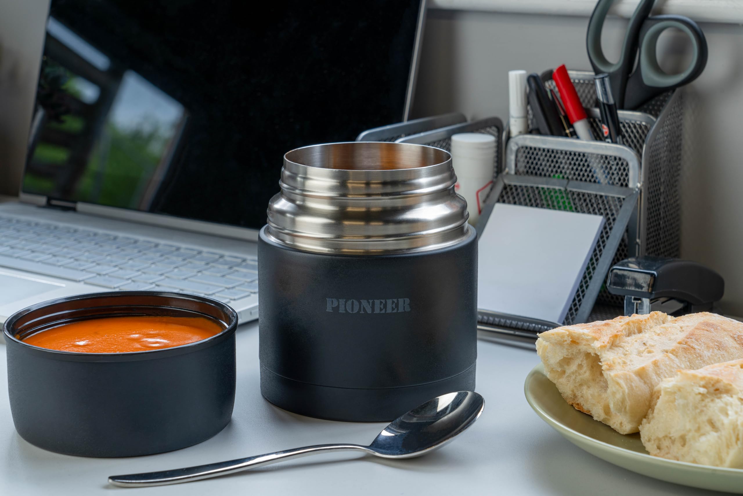 Premium Vacuum Insulated Stainless Steel Soup & Food Thermos - 8 Hours Hot, 24 Hours Cold - 500ml Leakproof Flask for Office, Hiking, Camping & Travel - Black