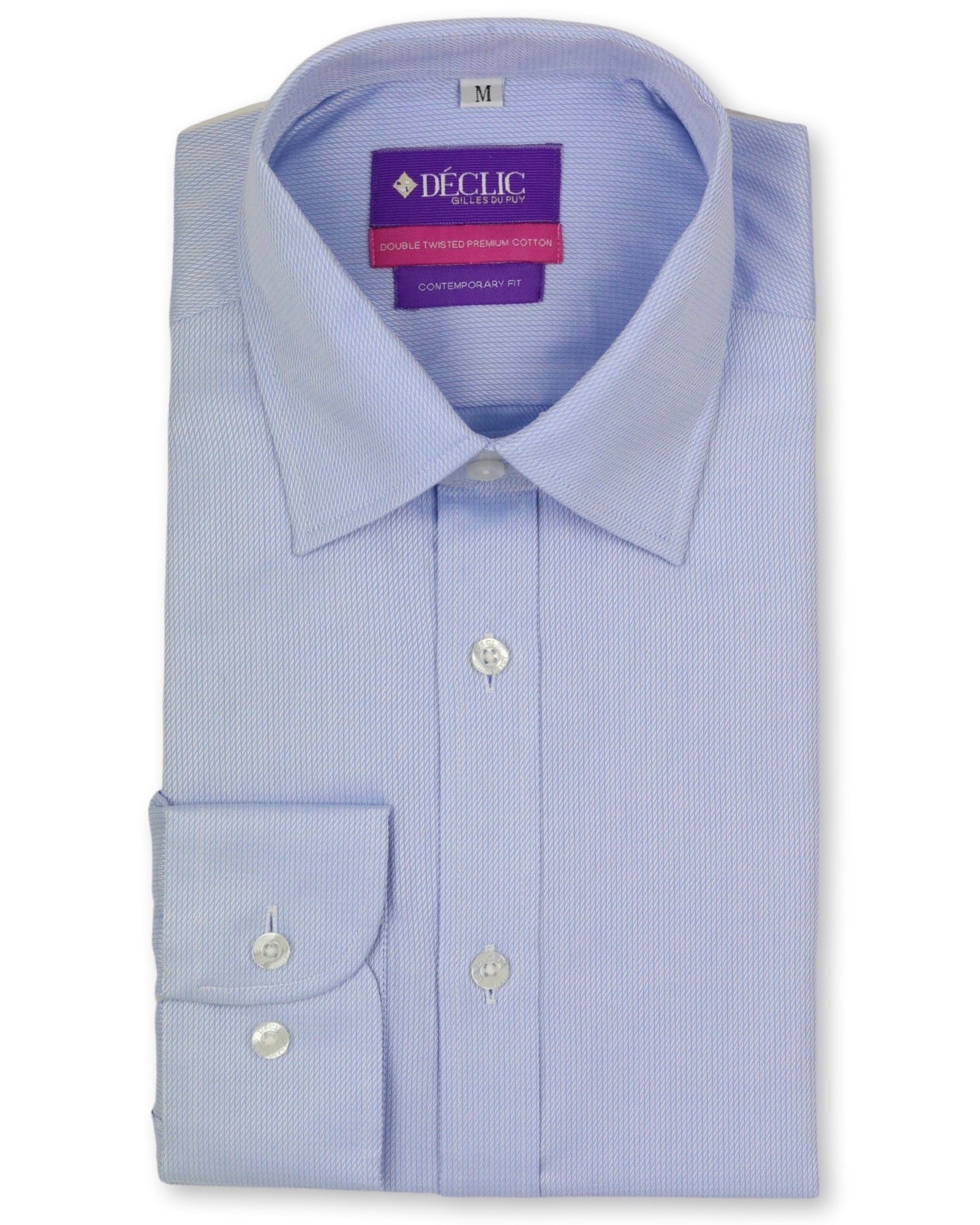 DÉCLIC Stewart Standard Single Cuff Men's Dress Shirt - Classic Blue Formal Shirt for Office, Business Meetings & Special Occasions