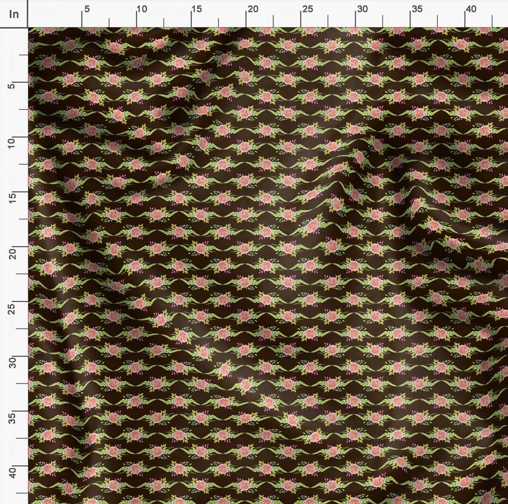 Soimoi Moss Georgette Brown Floral Fabric by The Yard - 42 Inch Wide Printed Fabric with Delicate Flower & Leaf Patterns for Dresses, Curtains, DIY Crafts - Perfect for Romantic Home Decor & Sewing Projects