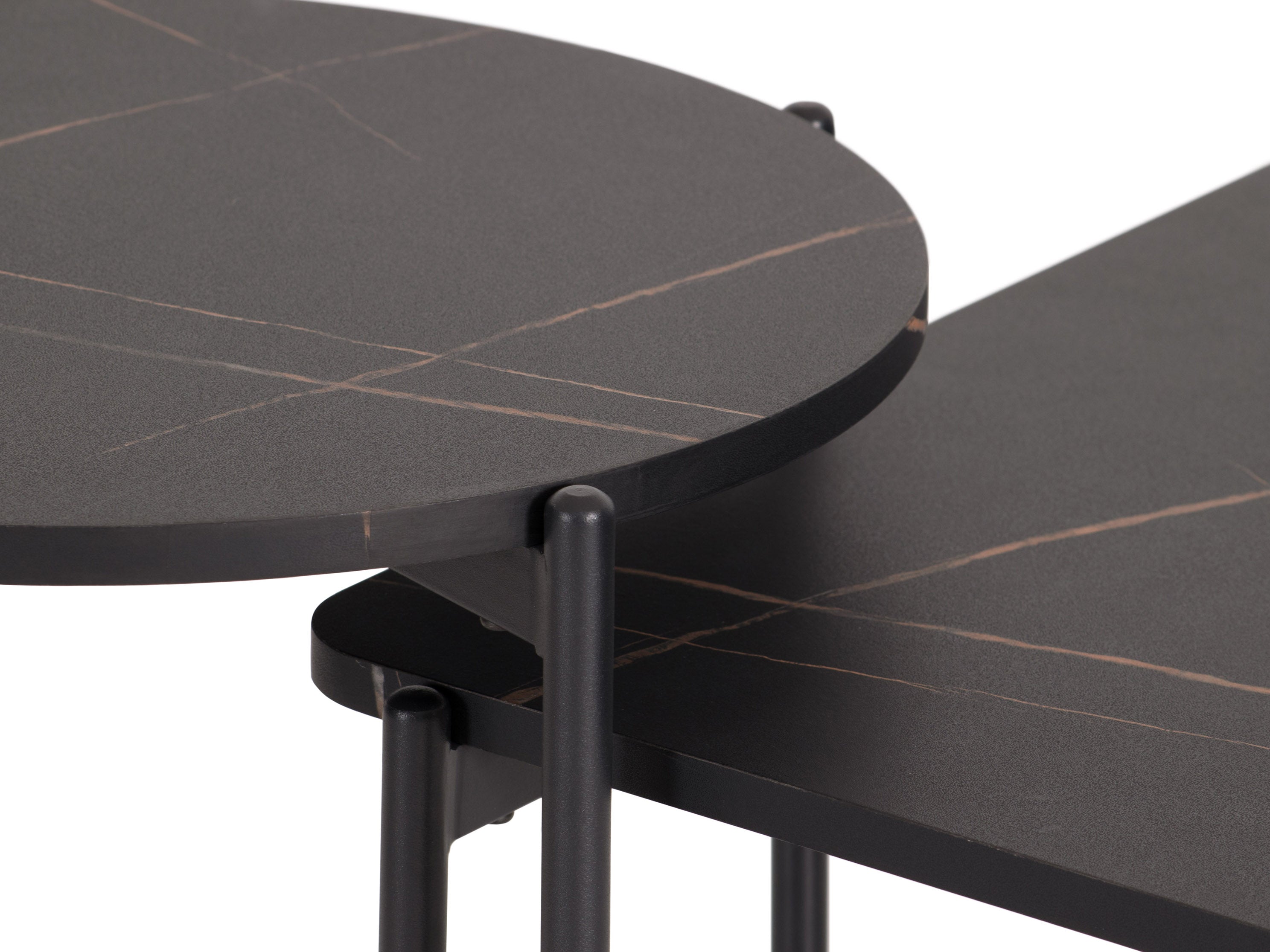 Elegant Black Marble Coffee Table Set - Modern Living Room Furniture for Home Decor & Entertainment Areas | Perfect for Family Gatherings, TV Nights & Stylish Interior Design