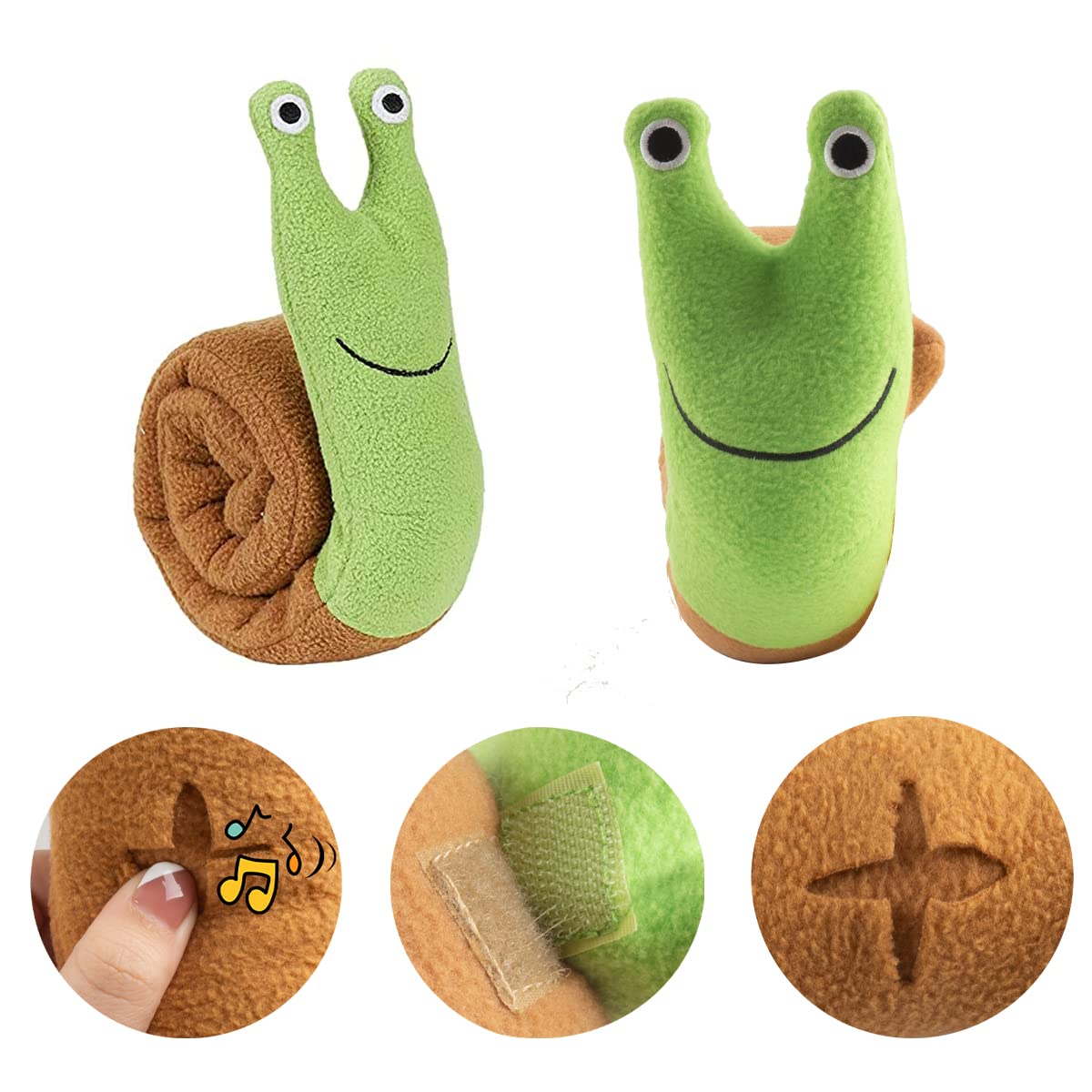 Interactive Dog Puzzle Toy Snuffle Snail - Plush Squeaky Foraging Game for Puppy Training, Stress Relief & Mental Stimulation | Perfect for Indoor Play, Boredom Busters & Enrichment Activities (Green)