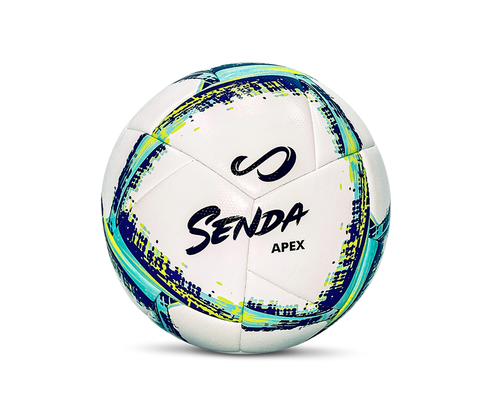Senda Athletics Apex Match Soccer Ball - Official Size 5 Professional Game Ball for Training & Matches (White/Blue) - Perfect for Outdoor Soccer Practice, Games & Tournaments