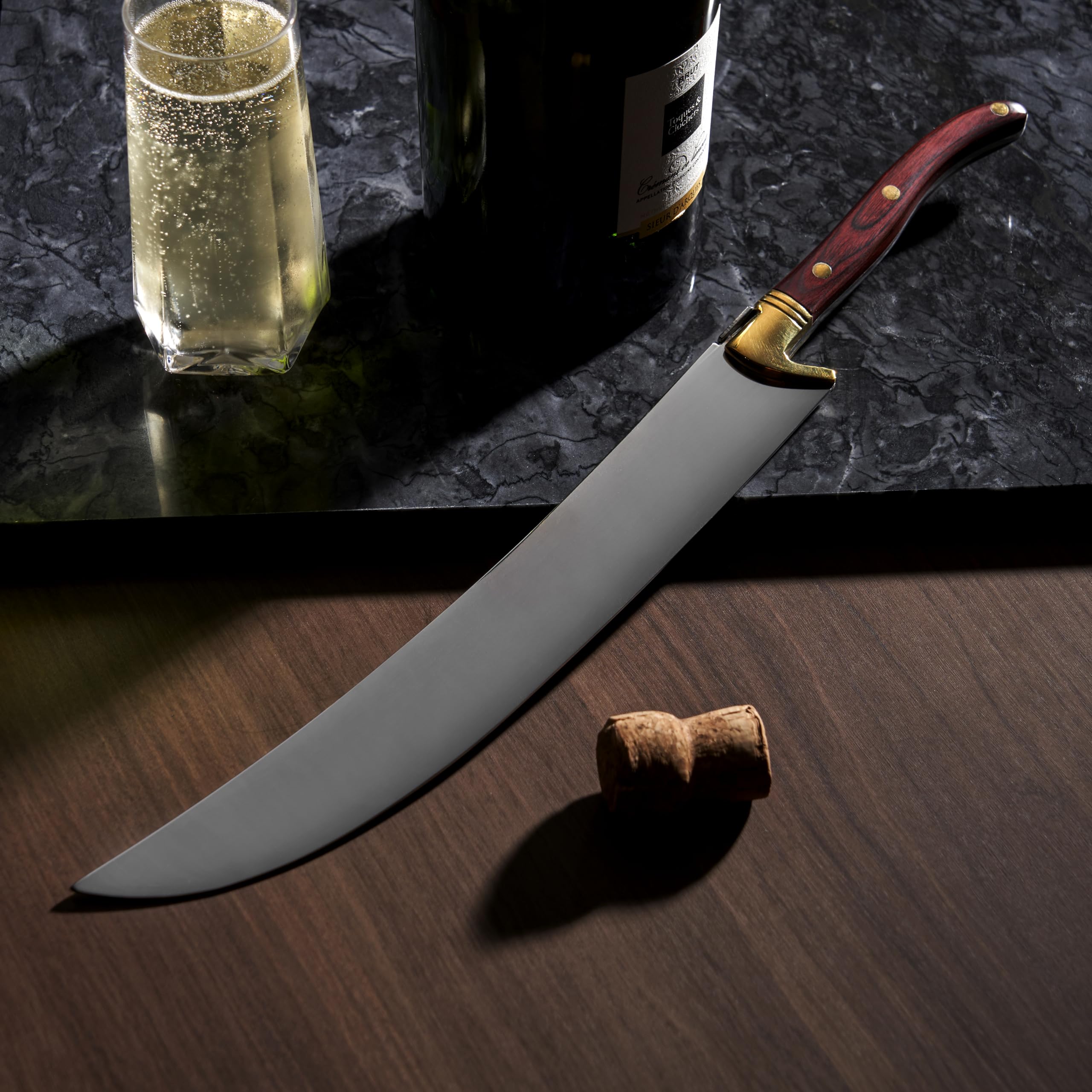 Premium Champagne Saber Sword - Stainless Steel Blade with Wood Handle - Elegant Wood Box Gift Set - Perfect for Weddings, Parties & Celebrations - Bottle Opener & Entertaining Gift for Wine Lovers