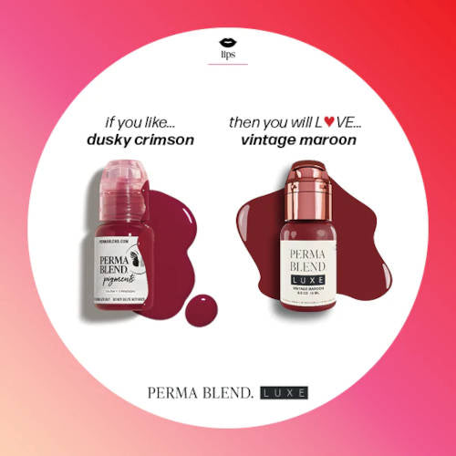 Perma Blend Luxe Vintage Maroon Pigment - Professional Cosmetic Tattoo Ink for Eyebrows & Lips | Long-Lasting, Vegan & Cruelty-Free | Perfect for Microblading, Ombre Brows & Permanent Makeup Artists