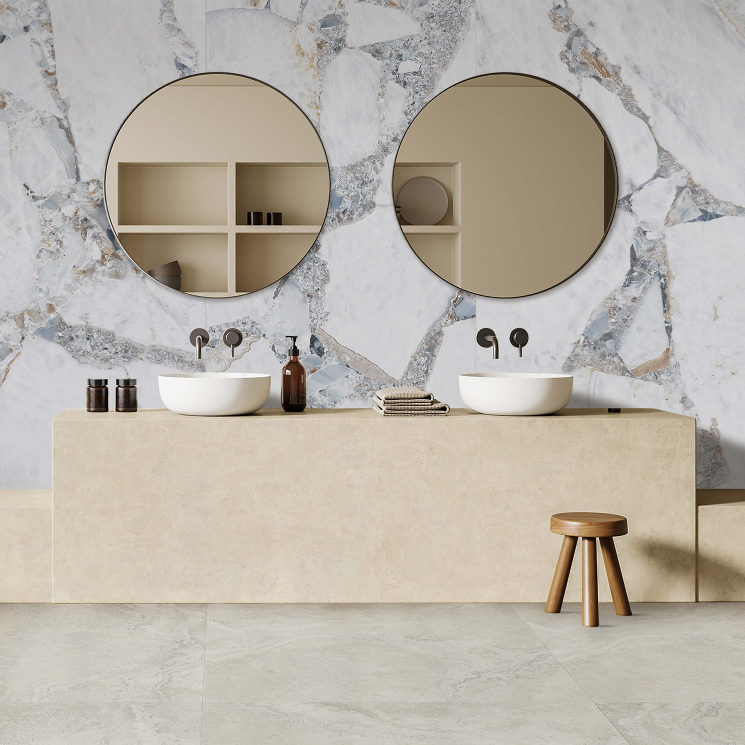 Megaslim Slab Bright Precious 2800x1200x6mm - Premium Thin Stone Panel for Modern Wall Cladding & Interior Design | Perfect for Kitchen Backsplash, Bathroom Walls, and Commercial Spaces