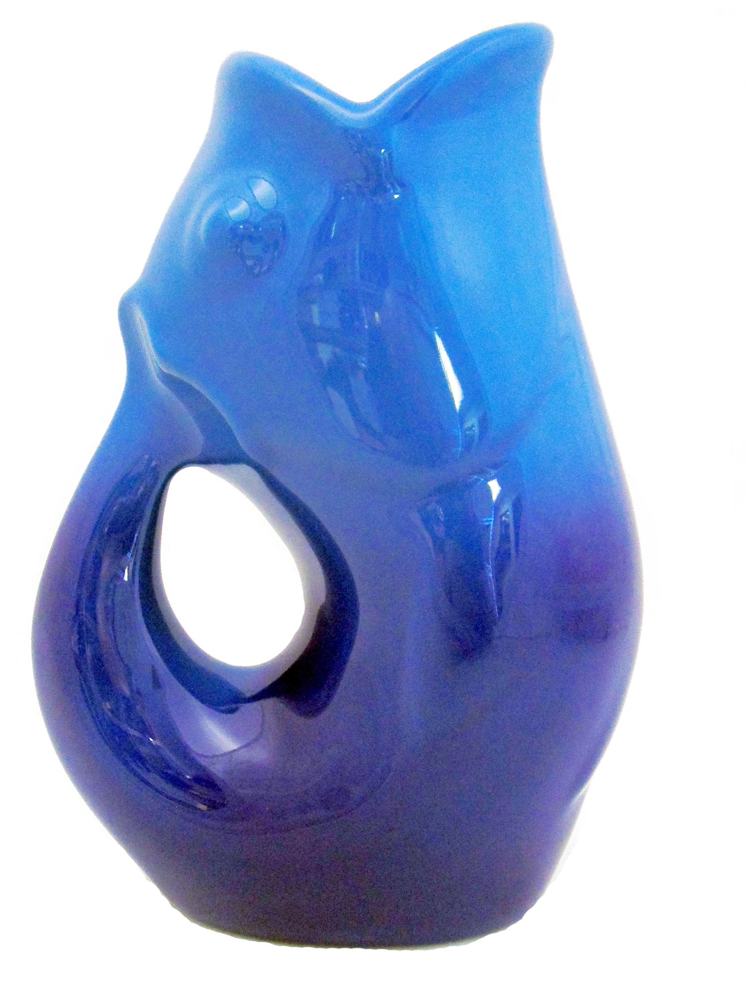 Ombre Cobalt Gurgle Pot - Handcrafted Ceramic Water Pitcher with Unique Sound Effect - Perfect for Home Decor, Kitchen Use & Gift Giving