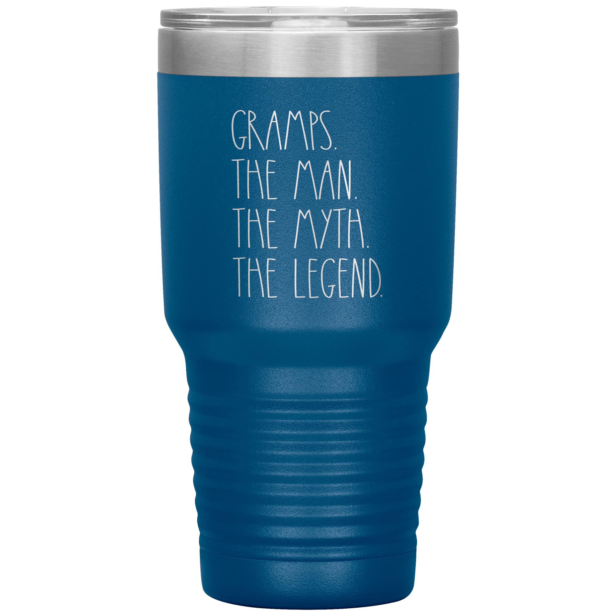 Gramps The Man The Myth The Legend Insulated Tumbler - 20oz Stainless Steel Travel Mug for Coffee & Tea - Perfect Gift for Dad, Father's Day, Birthday & Christmas - Leakproof & Durable (Blue) - Great for Office, Camping & Road Trips