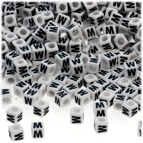 White with Black Text Letter M