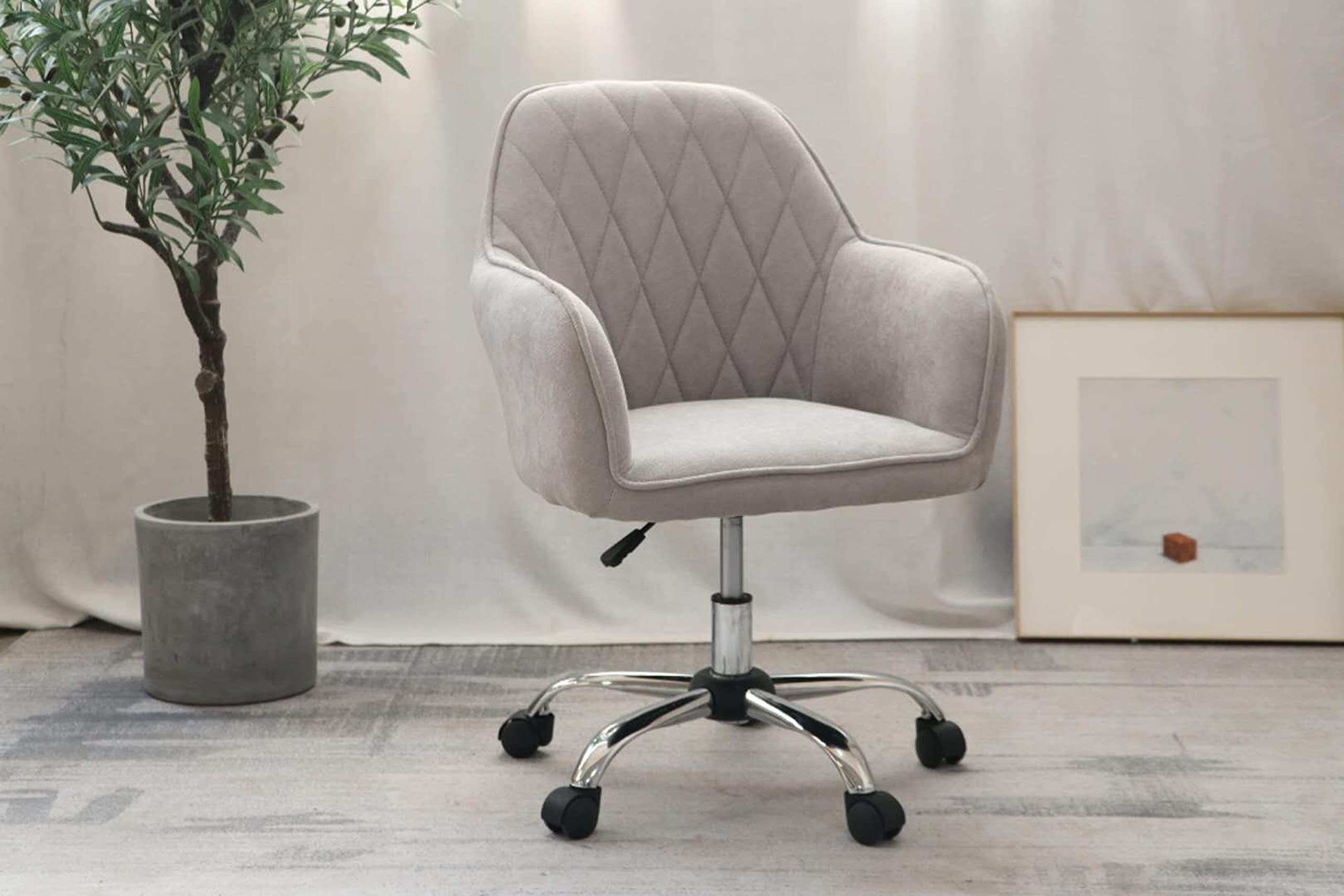 Porthos Home Noa Ergonomic Office Chair with Mid-Back Support, Adjustable Height, Comfortable Armrests & Smooth-Rolling Casters - Perfect for Home Office, Study Room & Small Workspaces