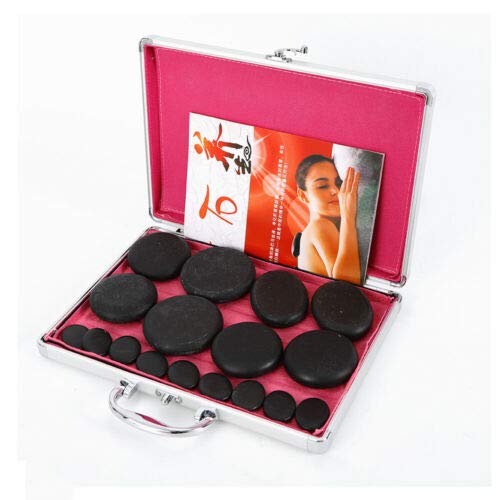 16Pcs Hot Stones Massage Kit - Natural Basalt Massage Stones with Warmer Box for Spa & Home Relaxation | Portable Smooth Stones for Professional Massage Therapy & Stress Relief