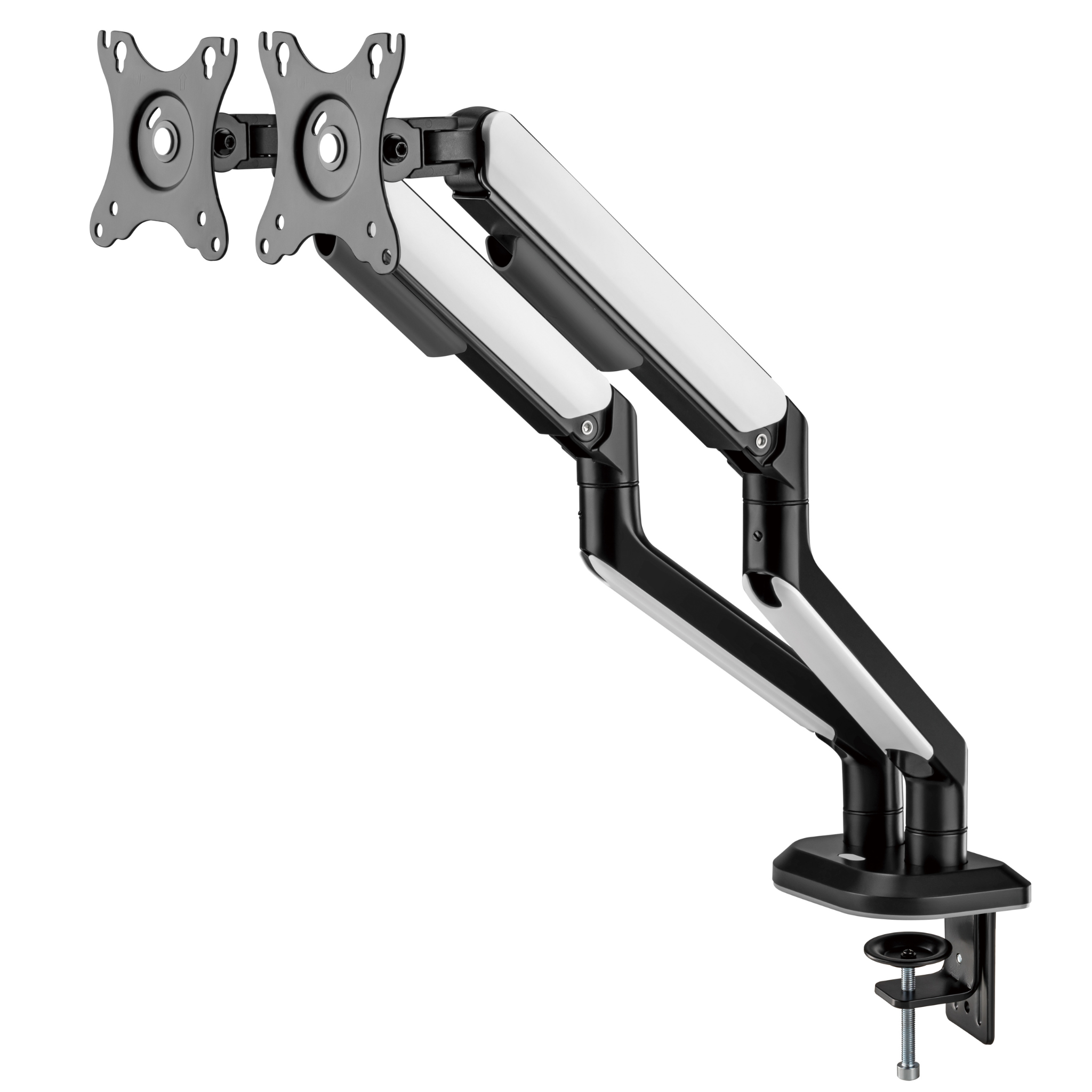 RGB Dual Monitor Mount Stand - Spring Assisted Adjustable Ergonomic Desk Clamp for Gaming & Office Setup | Perfect for Multi-Screen Workstations & PC Battlestations