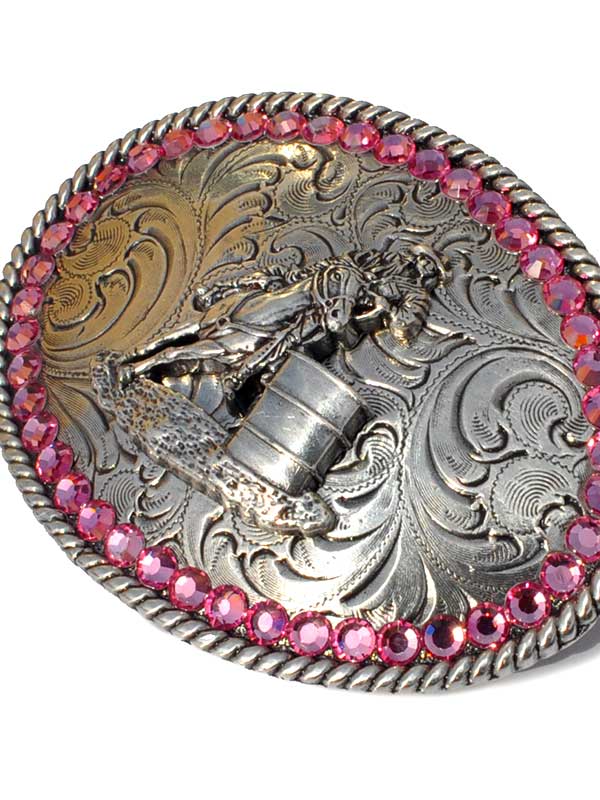 Nocona 37380 Kids Barrel Racer Buckle - Silver Western Belt Buckle for Children's Rodeo & Cowboy Costume - Perfect for Rodeo Events, Horse Riding & Western-Themed Parties
