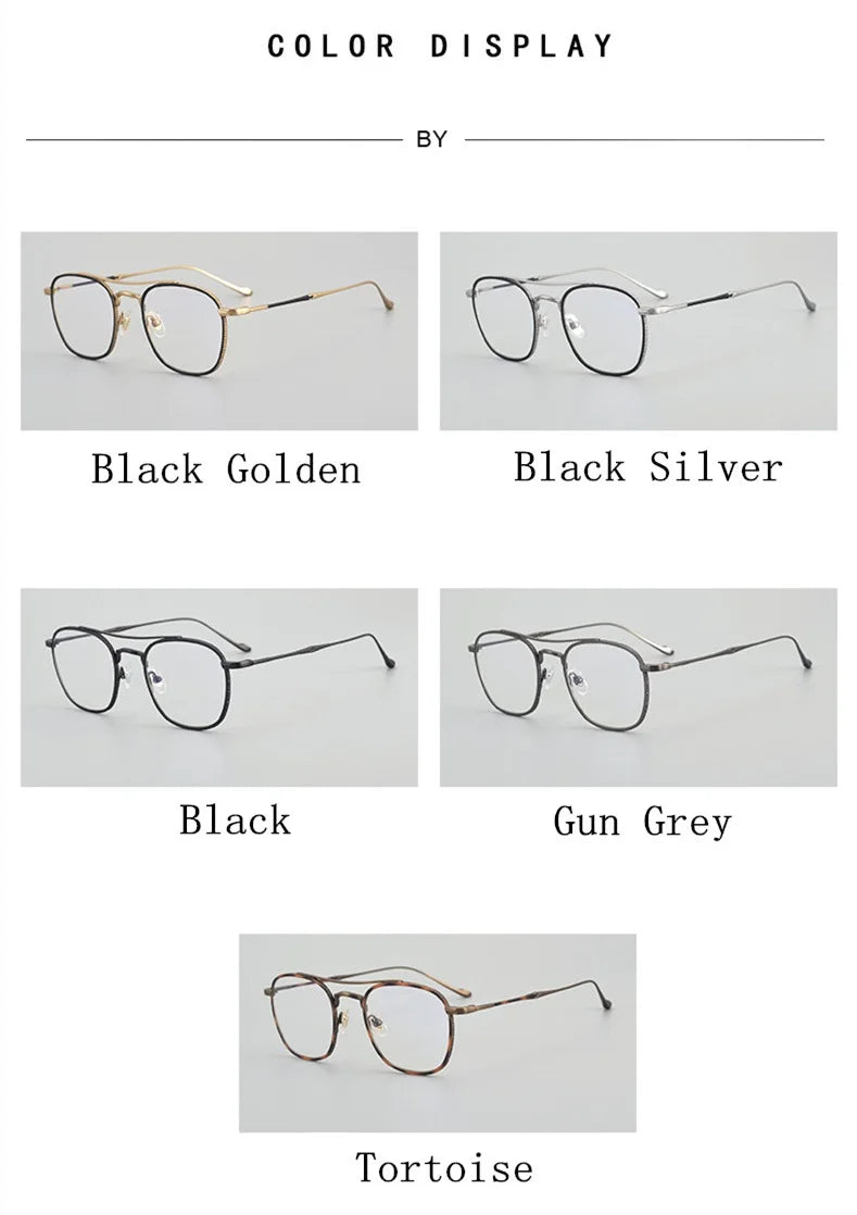 Aimee Unisex Full Rim Square Double Bridge Titanium Eyeglasses 5925 - Lightweight Durable Frame for Men & Women - Perfect for Reading, Working & Fashion Accessories