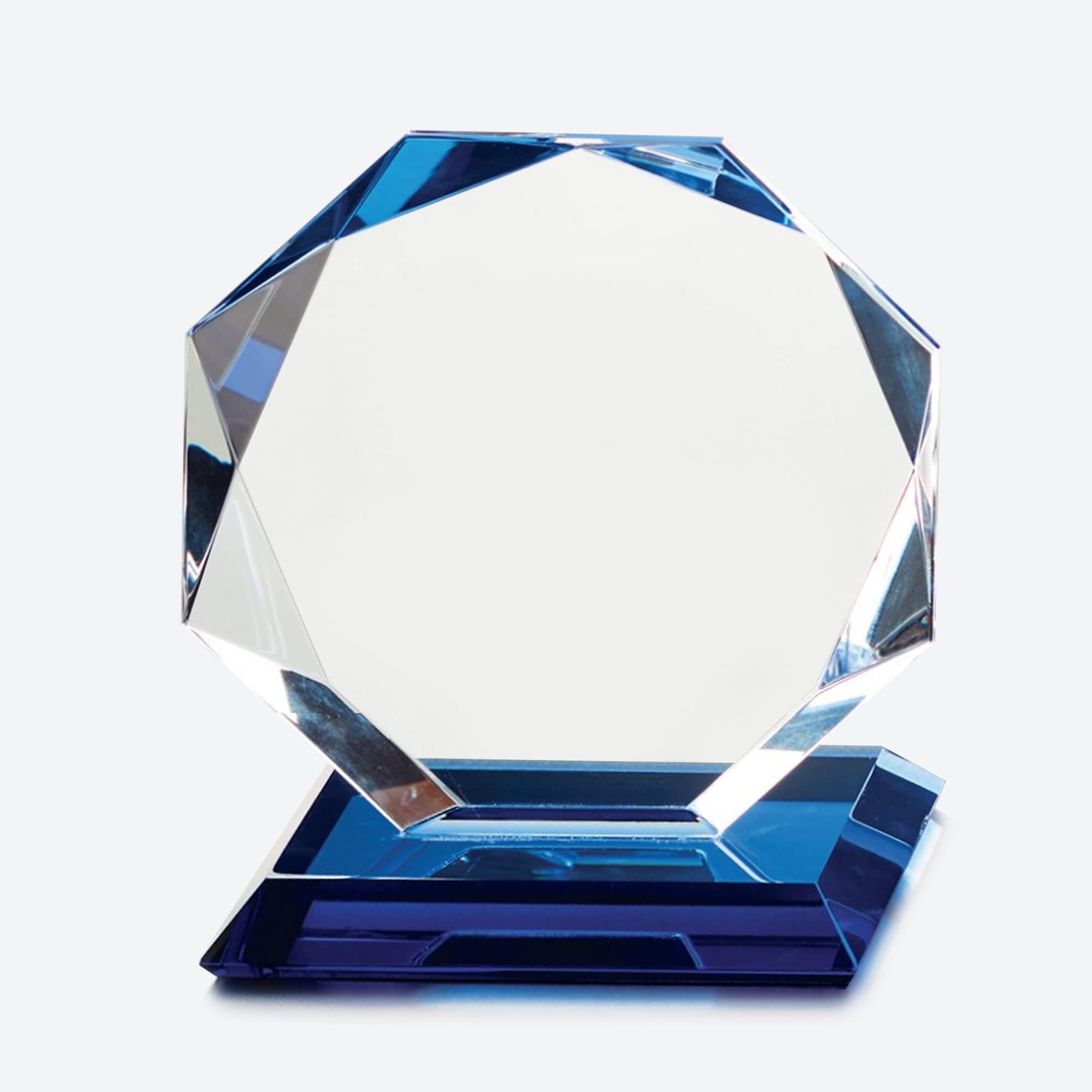 Baudville Custom Engraved Luminary Crystal Trophy Award with Blue Highlights - Elegant Black Gift Box Included - Perfect for Corporate Awards, Employee Recognition & Special Achievements