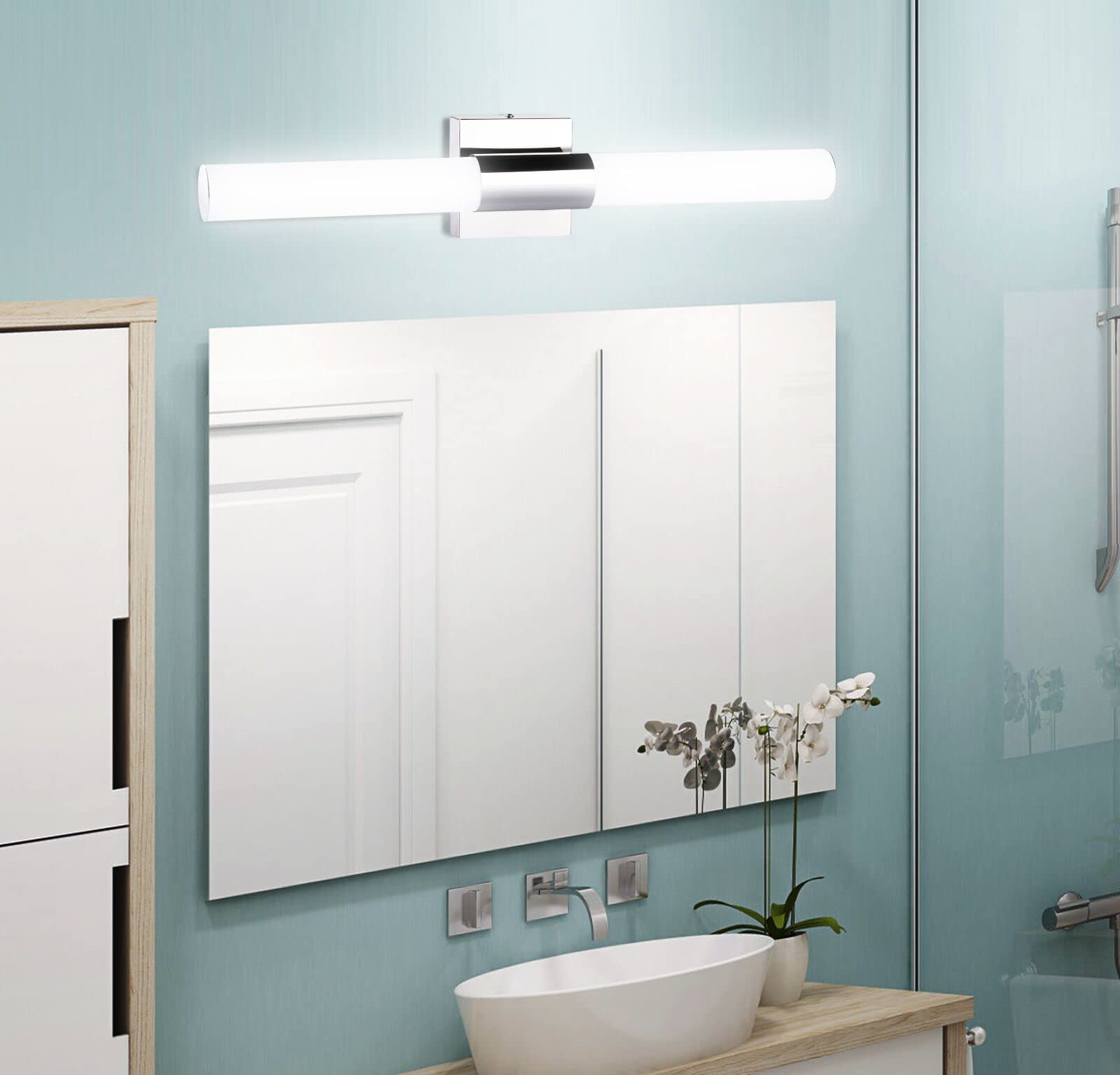 TRLIFE 24-Inch Dimmable LED Bathroom Vanity Light - 12W Cool White 6000K Modern Mirror Front Lighting Fixture - Perfect for Bathroom Makeup & Shaving Area