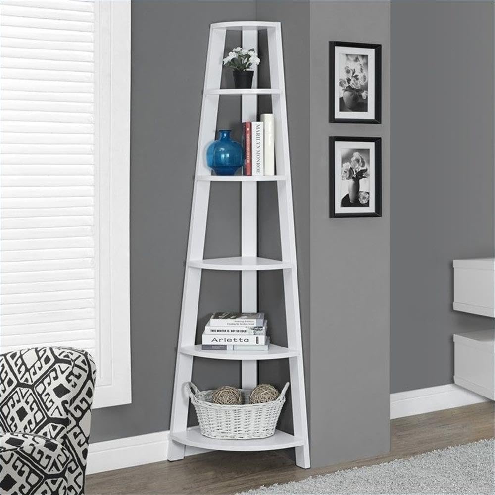 Modern White Wood Corner Accent Shelf Set of 2 - Space-Saving Home Decor for Living Room, Bedroom & Office Storage | Home Square