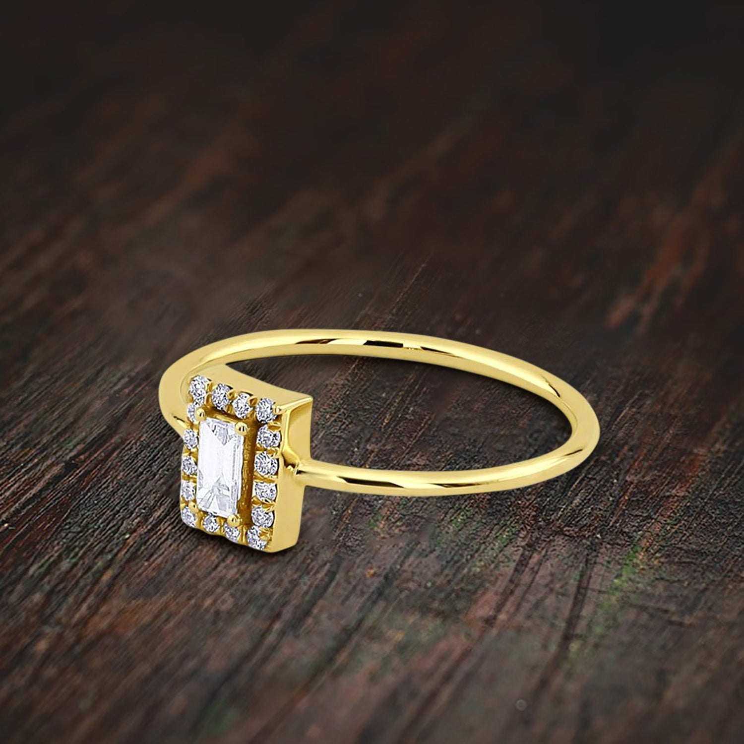 0.50 Carat Baguette Moissanite Diamond Halo Engagement Ring in 10k Gold - Perfect for Proposals, Weddings & Anniversary Gifts