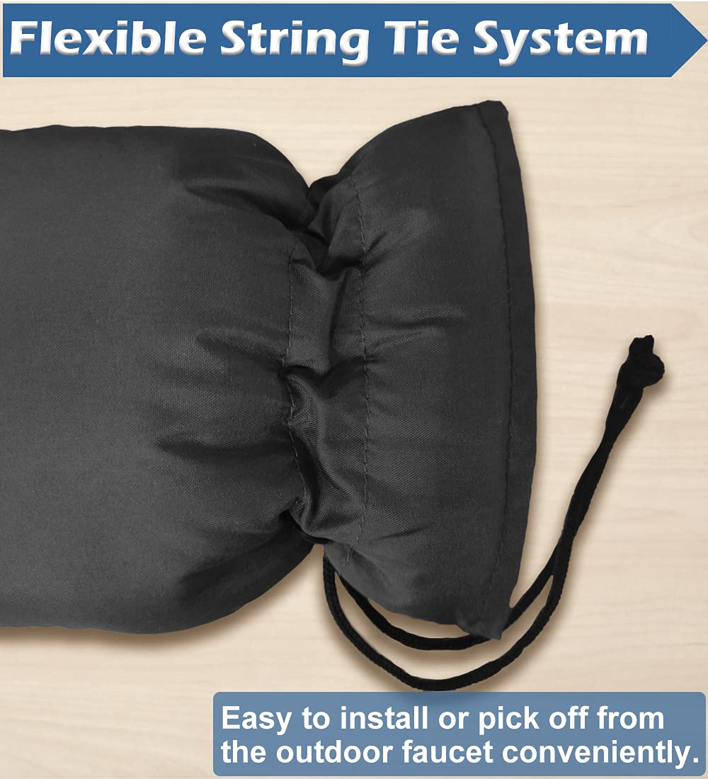 Upgraded Outdoor Faucet Cover for Winter Freeze Protection - Insulated Water Hose Bib Cover for Cold Weather, Black, Pack of 2 - Perfect for Home, Garden, and RV Use in Freezing Temperatures