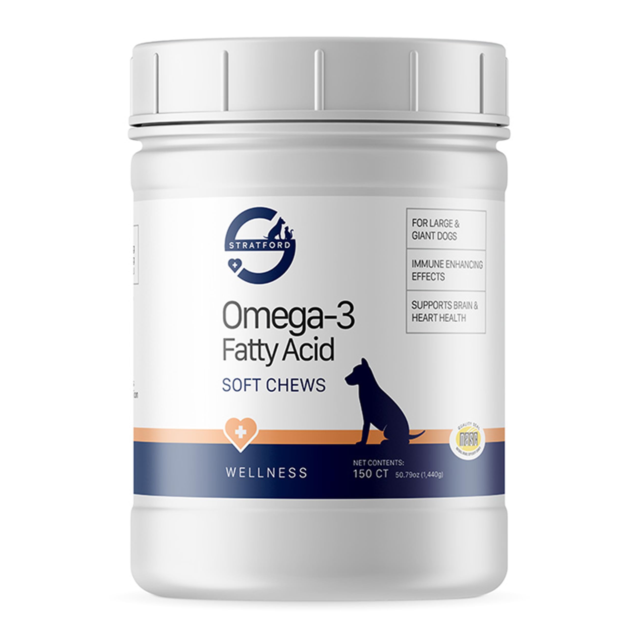 Stratford Pharmaceuticals EZ Chew Omega 3 Fatty Acid Soft Chew Max Strength for Dogs - Fish Oil Supplement for Large & Giant Breeds - 150 Count Delicious Soft Chew Treats - Supports Joint, Skin & Coat Health - Perfect for Daily Nutrition & Training Rewards