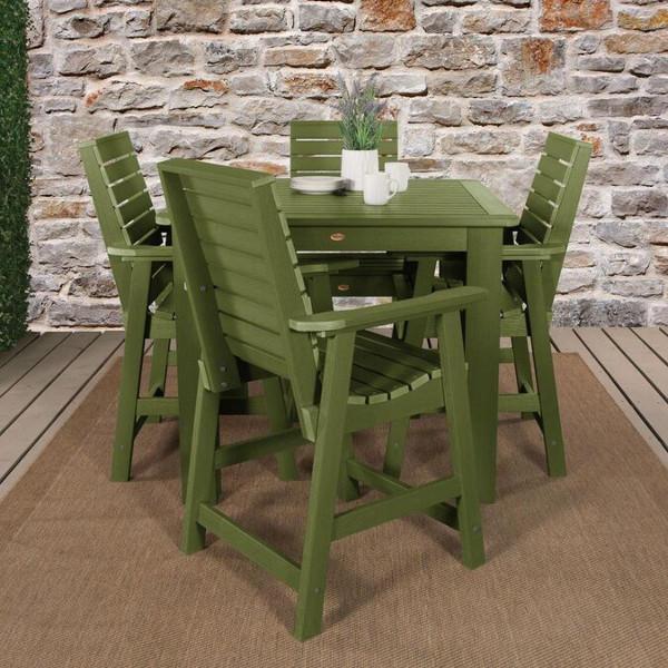 Weatherly 5-Piece Square Counter Height Outdoor Dining Set - Patio Bistro Table and Chairs for Backyard, Garden, Deck or Poolside Dining