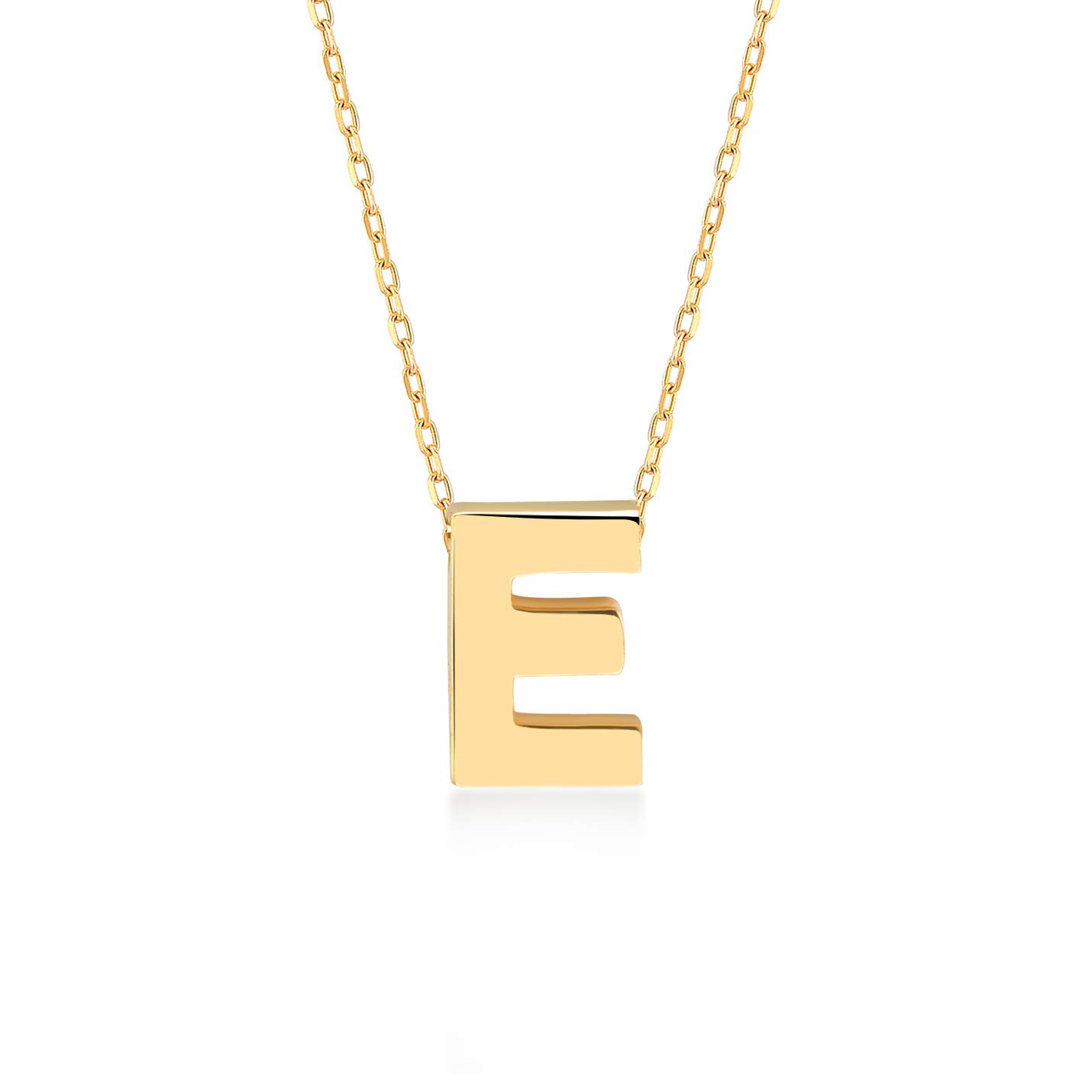 14K Solid Gold Initial Necklace for Women - Personalized Custom Letter Pendant in Real 14K Yellow Gold | Dainty Alphabet Jewelry | 18
