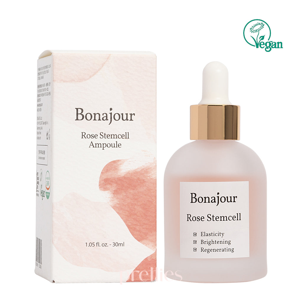 Bonajour Rose Stem Cell Ampoule 30ml - Hydrating Facial Serum for Glowing Skin | Perfect for Daily Skincare & Anti-Aging Routine