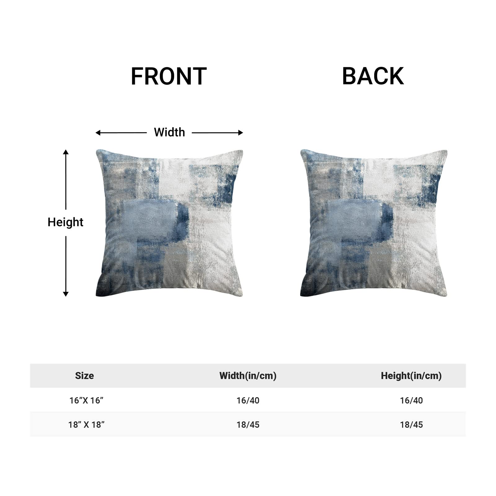 Navy Blue & Grey Abstract Throw Pillow Covers 18x18 Inch (2 Pack) - Modern Geometric Cushion Covers for Sofa, Couch & Bed - Home Decor Gift Idea for Living Room & Bedroom