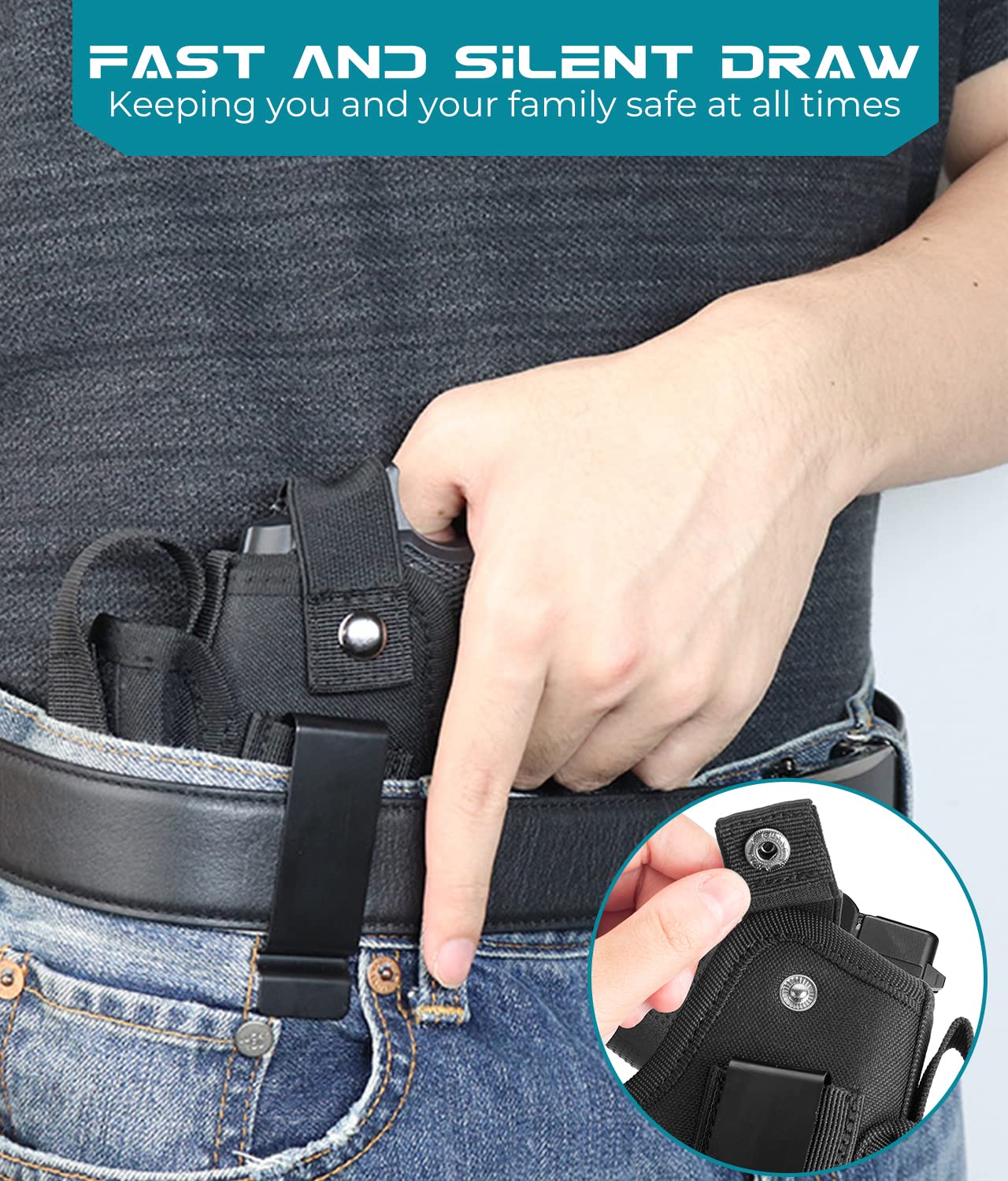 Best Gun Holster with Laser & Light - IWB/OWB Concealed Carry Pistol Holster with Mag Pouch - Fits 9mm, .380, .45ACP - Compatible with Glock, S&W, Sig Sauer - for Men & Women (Left/Right Hand) - Perfect for Range Training, Tactical Use & Everyday Carry