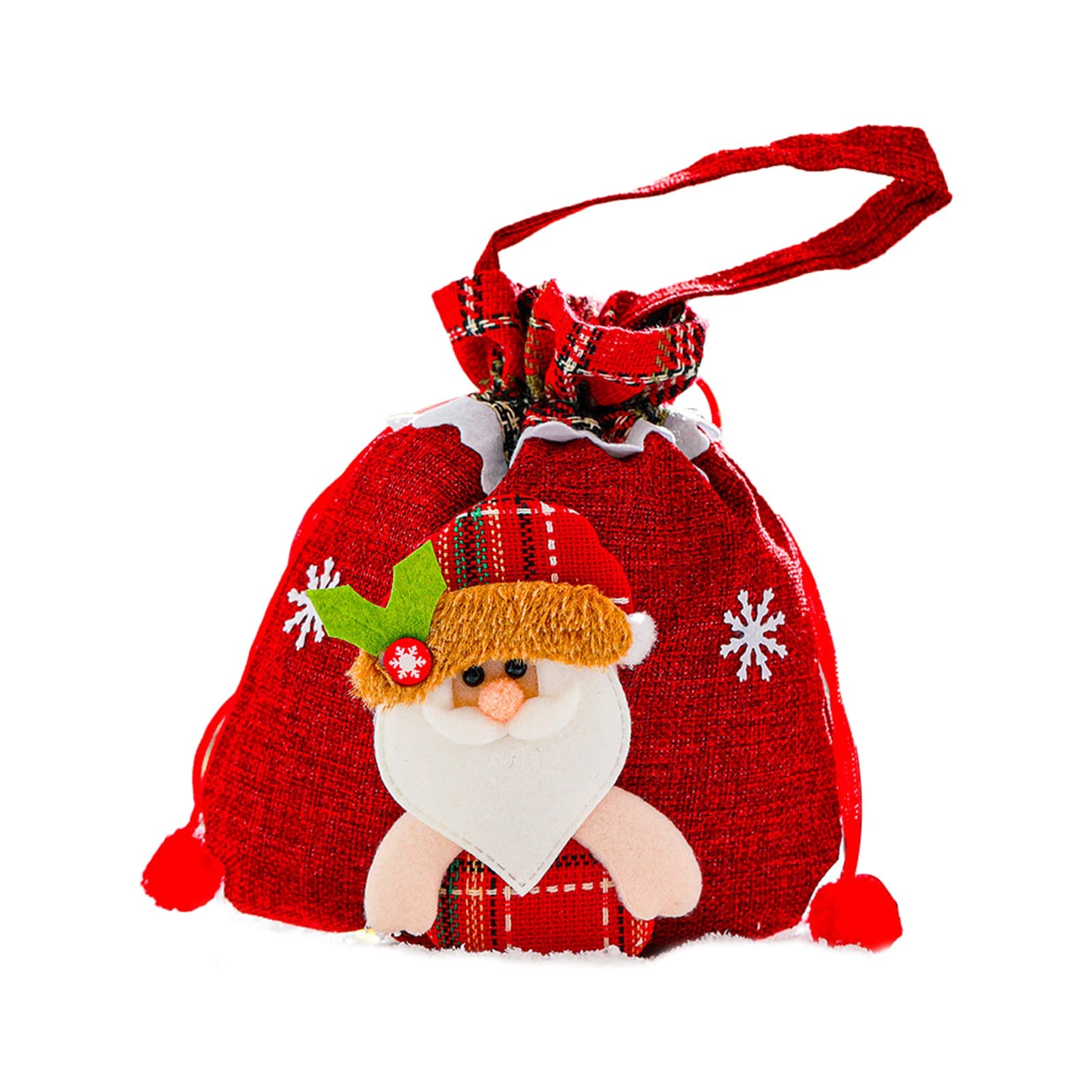 HEVIRGO Christmas Candy Bags - Snowman & Santa Claus Gift Treat Bags with 3D Elk Print | Decorative Drawstring Party Favors for Kids Holiday Celebrations, Xmas Stocking Stuffers & Classroom Gift Exchange