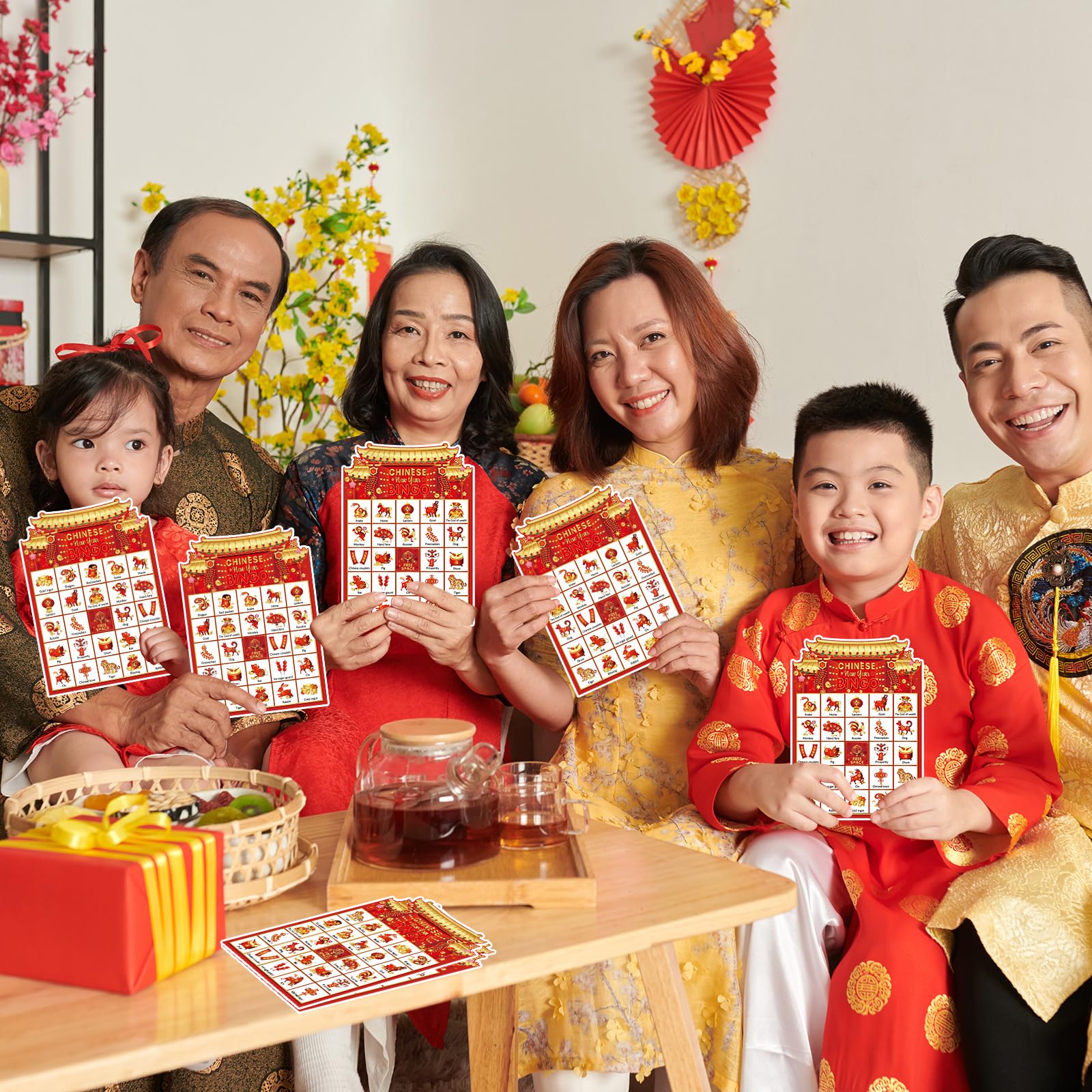 24 Players Chinese New Year Bingo Game Cards Set - 2025 Lunar New Year Bingo for Family & Friends - Oriental Holiday Party Games Supplies for Year of Snake Celebration - Perfect for Spring Festival Gatherings, Classroom Activities & Cultural Events