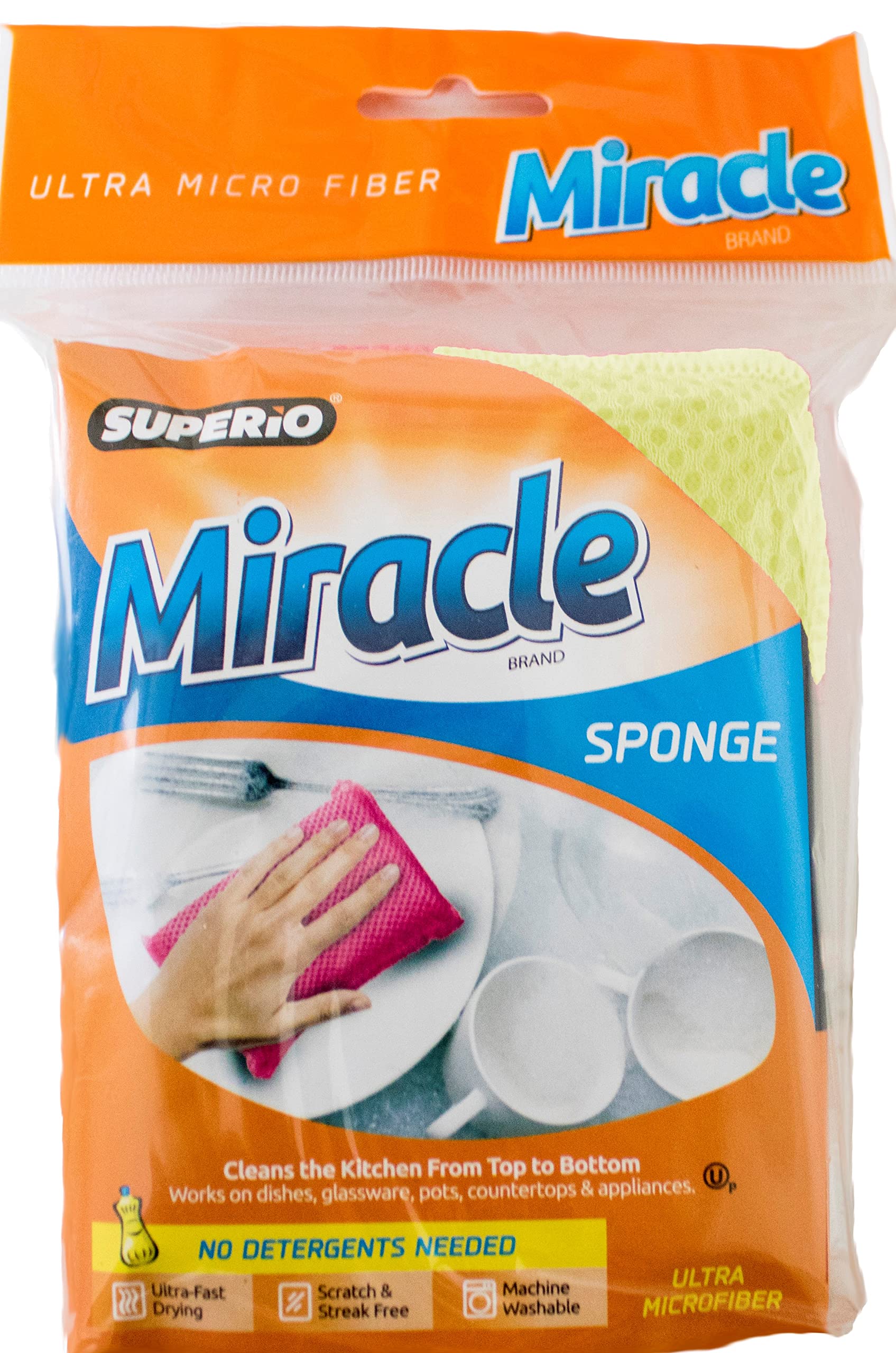 **Non-Scratch Microfiber Sponges for Dishes – Heavy Duty Kitchen Sponge Scrubber – Multi-Purpose Cleaning Supplies – Pack of 1 – Perfect for Pots, Pans, and Delicate Cookware**
