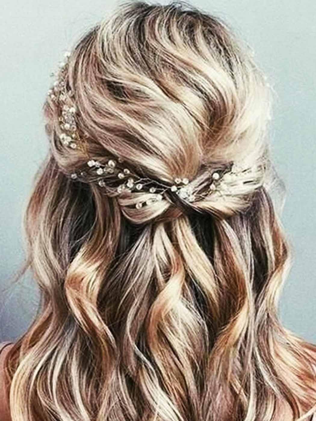 Jakawin Silver Flower Hair Vine - Elegant Bridal Headpiece for Women (HV067) | Perfect for Weddings, Prom, and Formal Events